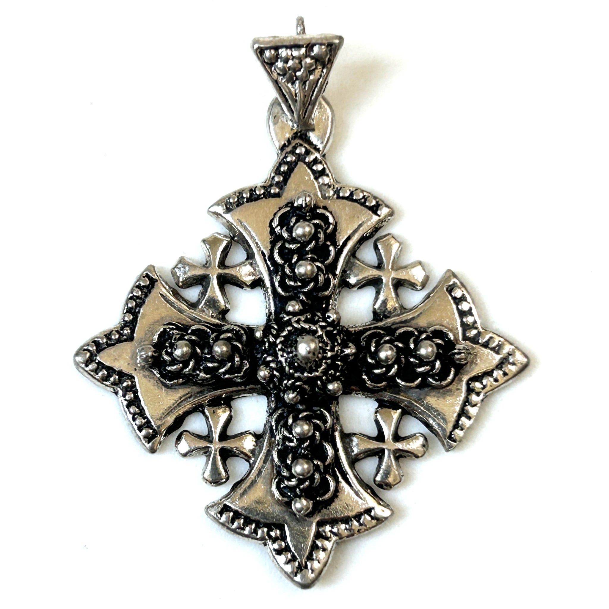 Large Silver Complex Cross Patonce Pendant