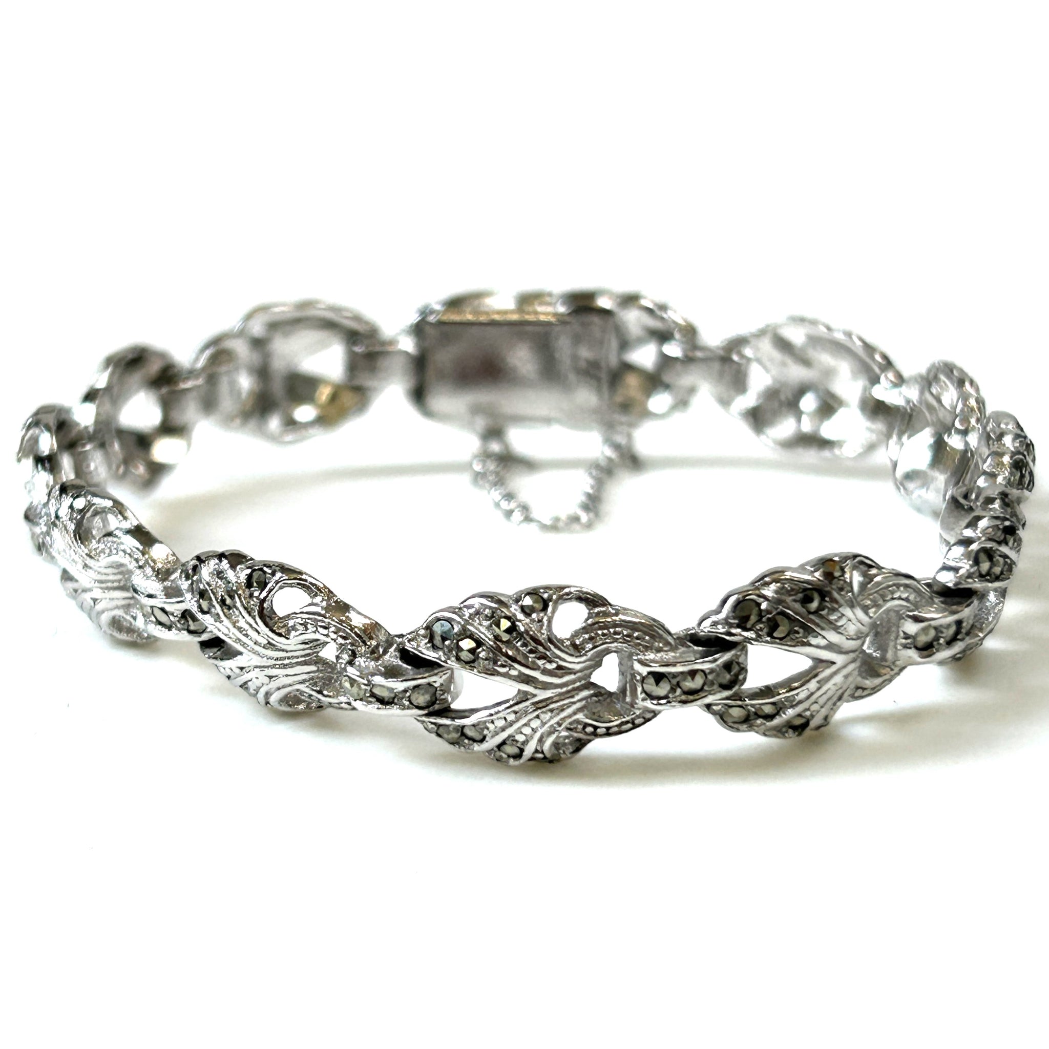 Vintage White Metal and Marcasite Bracelet