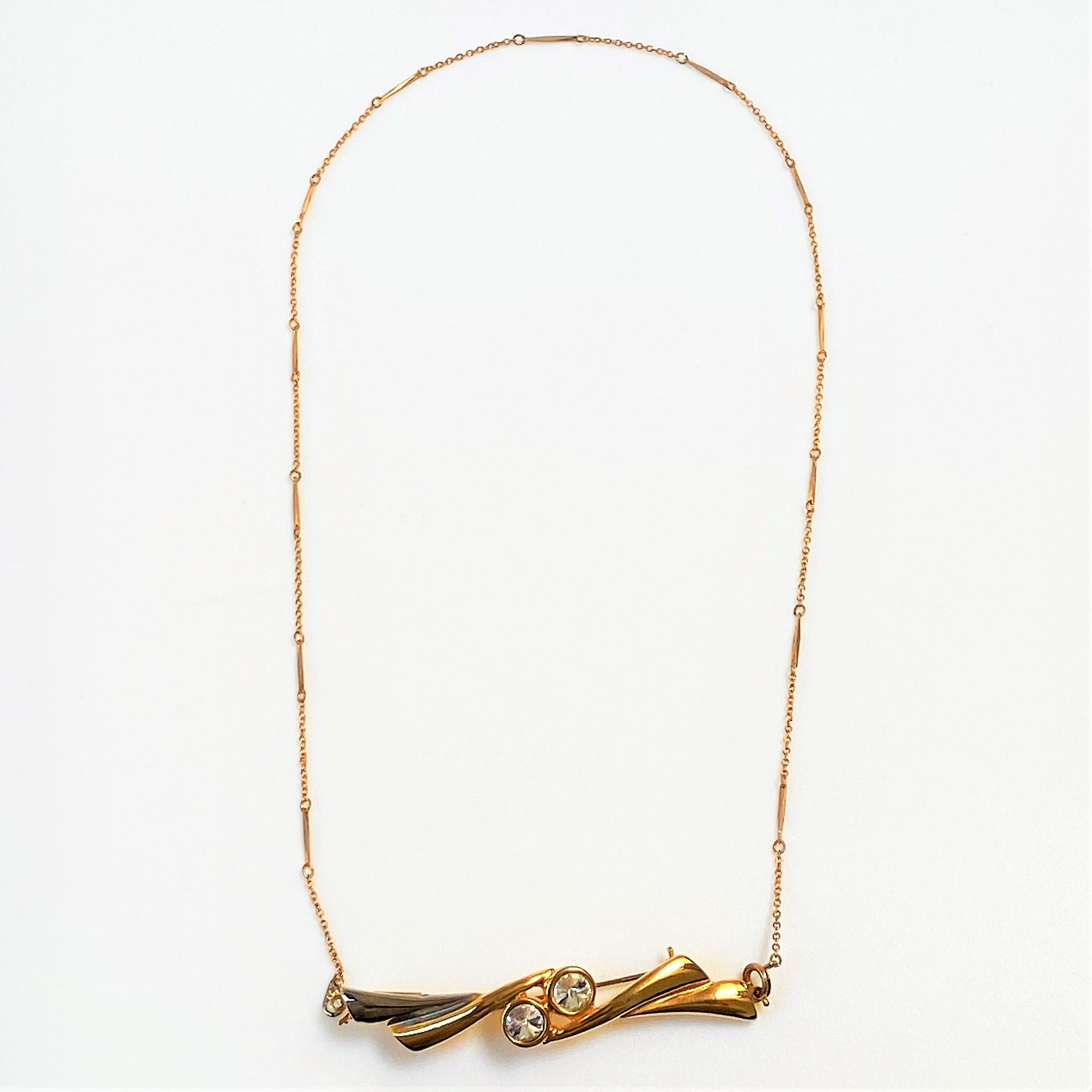 Fashion Yellow Metal Necklace with Detachable Brooch