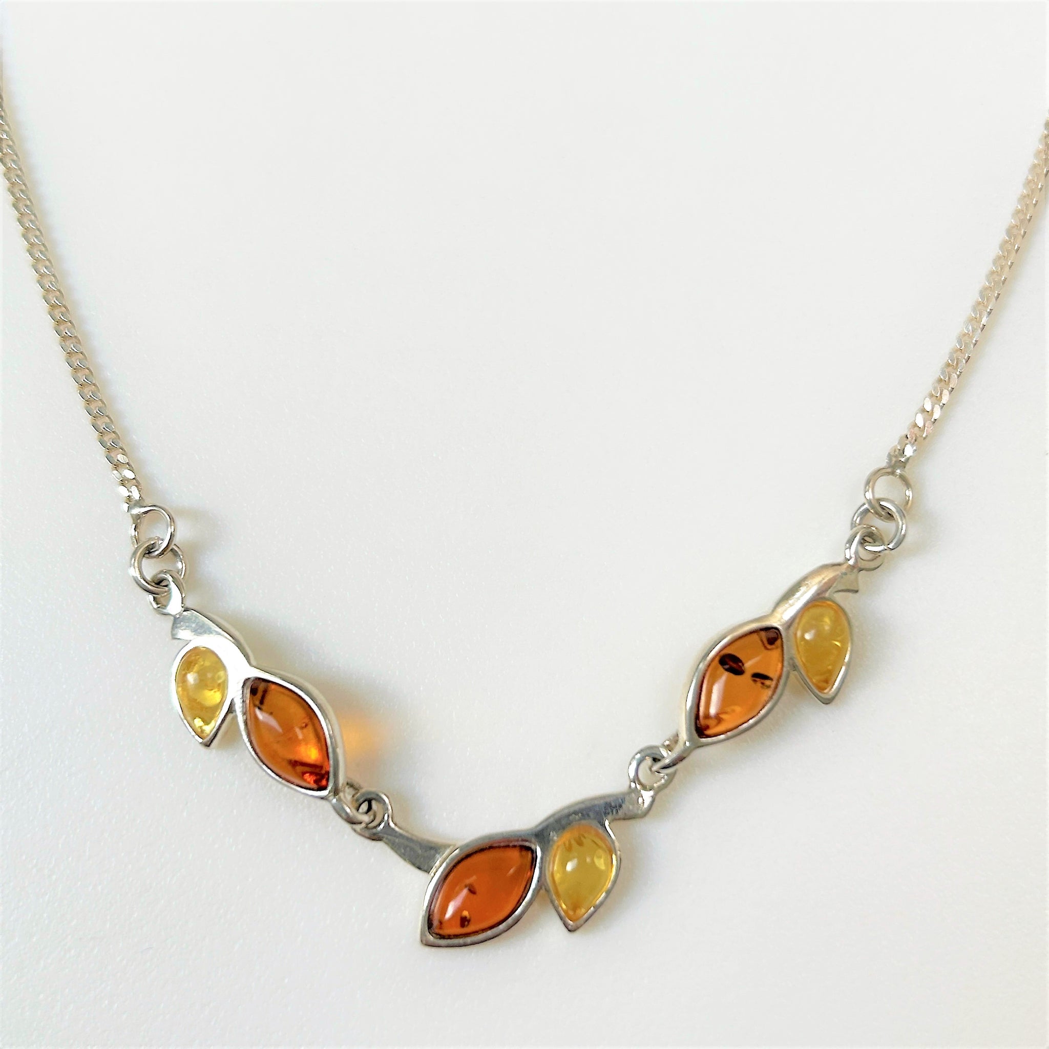 Sterling Silver and Amber Necklace