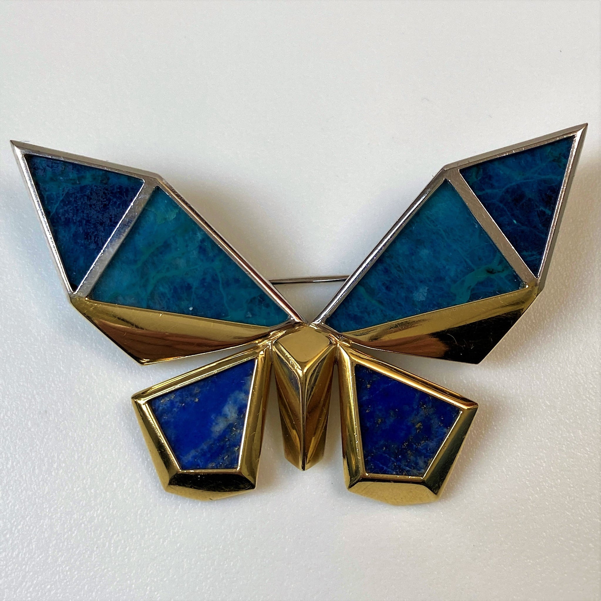 Peter Gilder 18ct Gold Lapis Lazuli and Turquoise Brooch