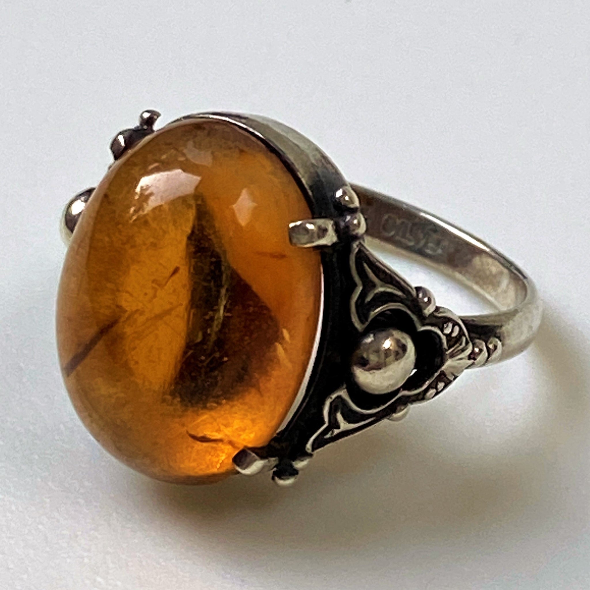 Sterling Silver Amber Ring
