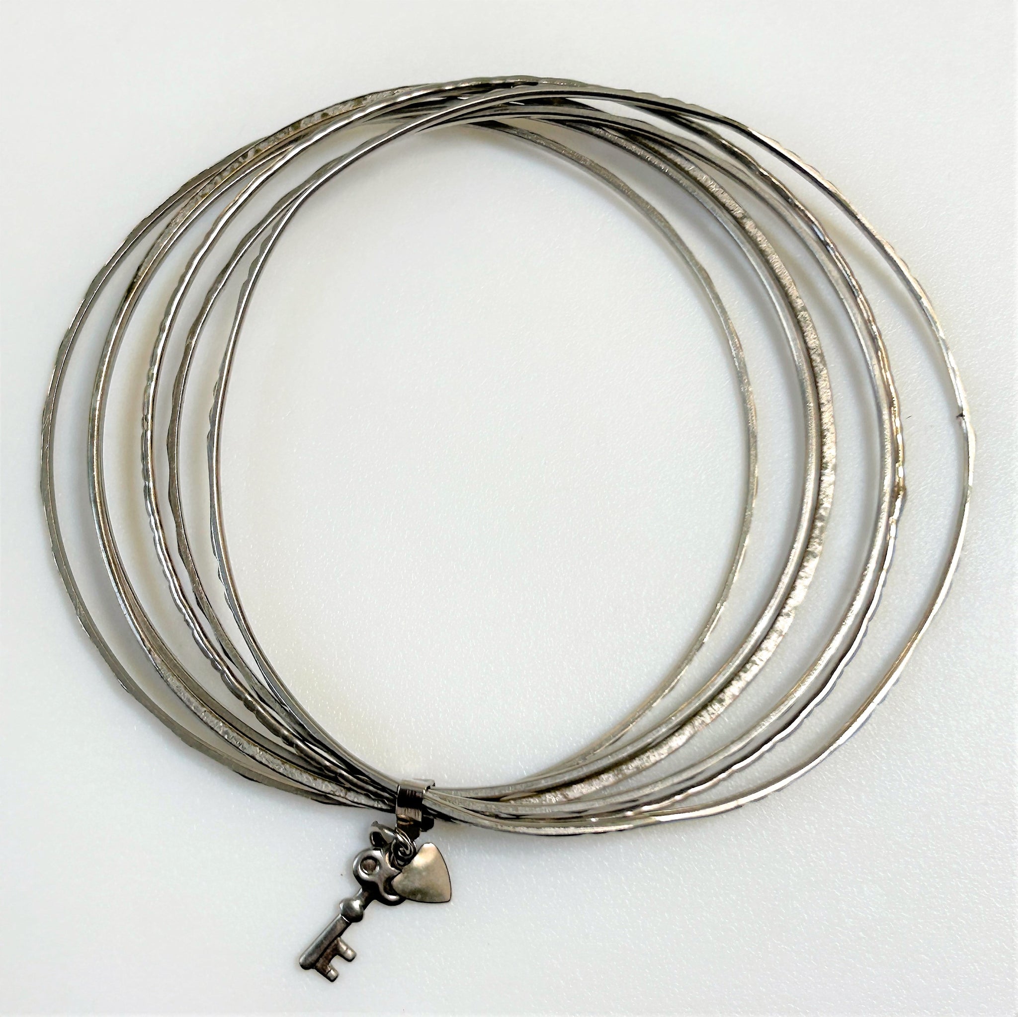 Vintage White Metal Multi-Bangle Bracelet