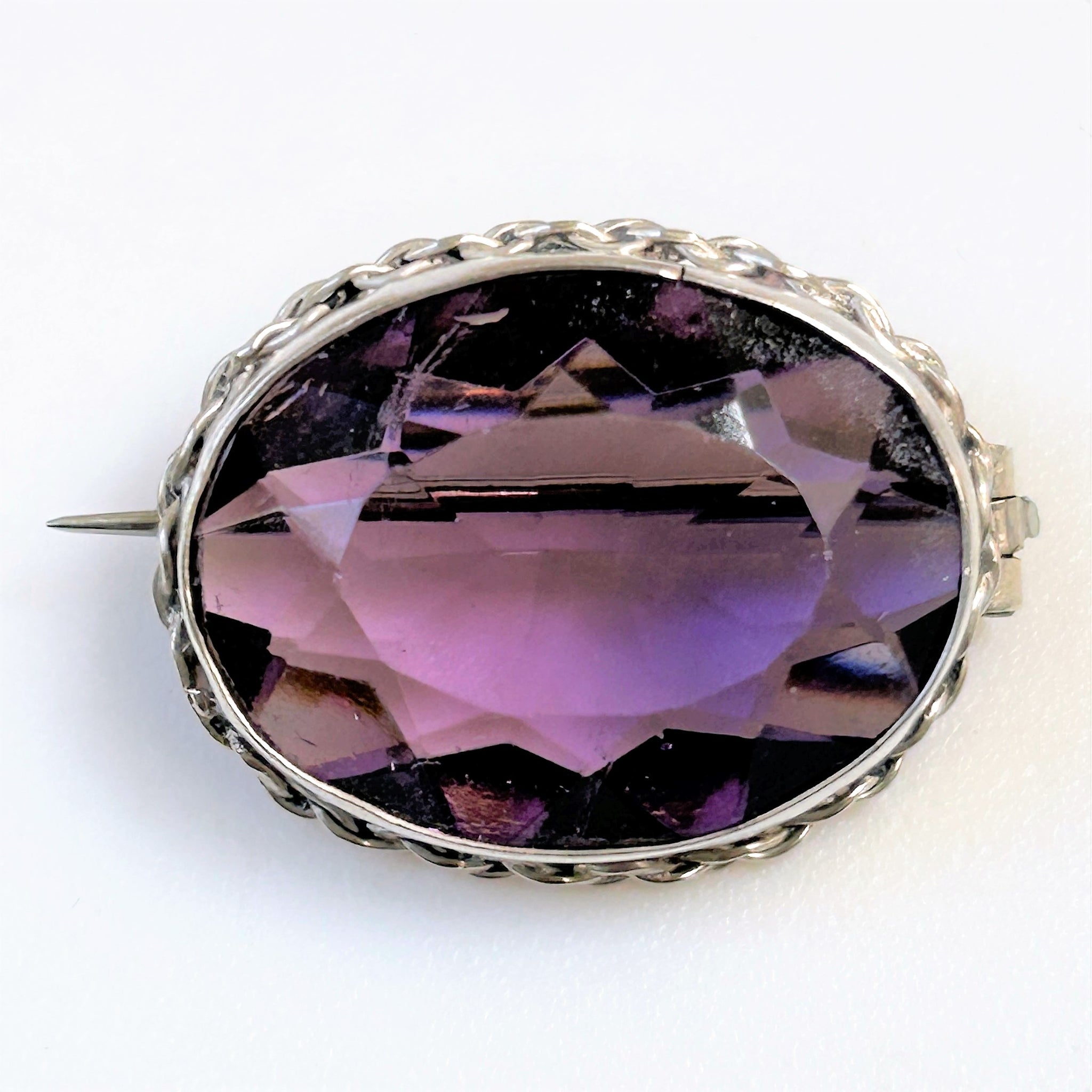 Vintage Silver and “Amethyst” Crystal Brooch