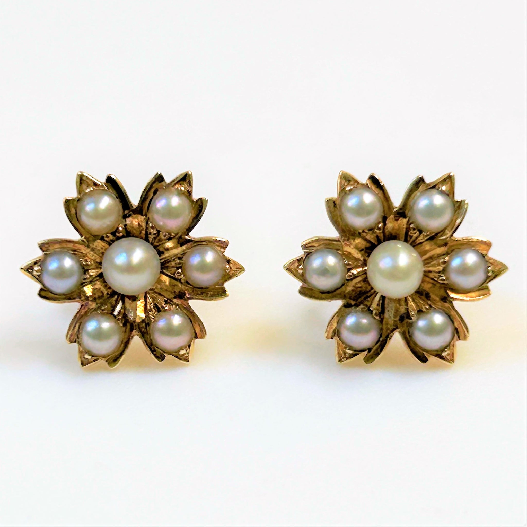 Antique 14ct Gold and Pearl Stud Earrings