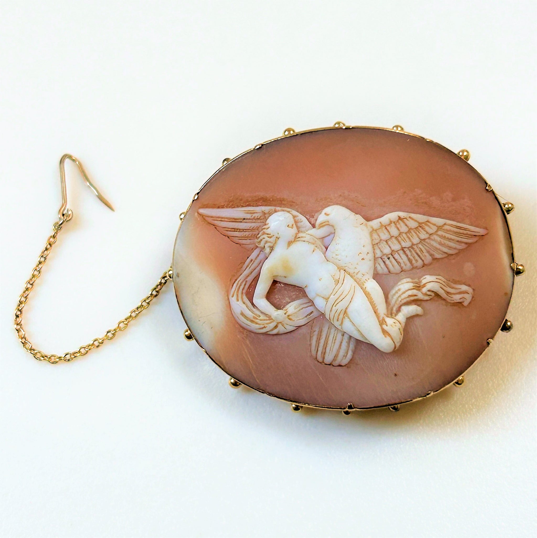 Antique 12ct Gold and Shell Cameo “Hebe and Zeus” Brooch