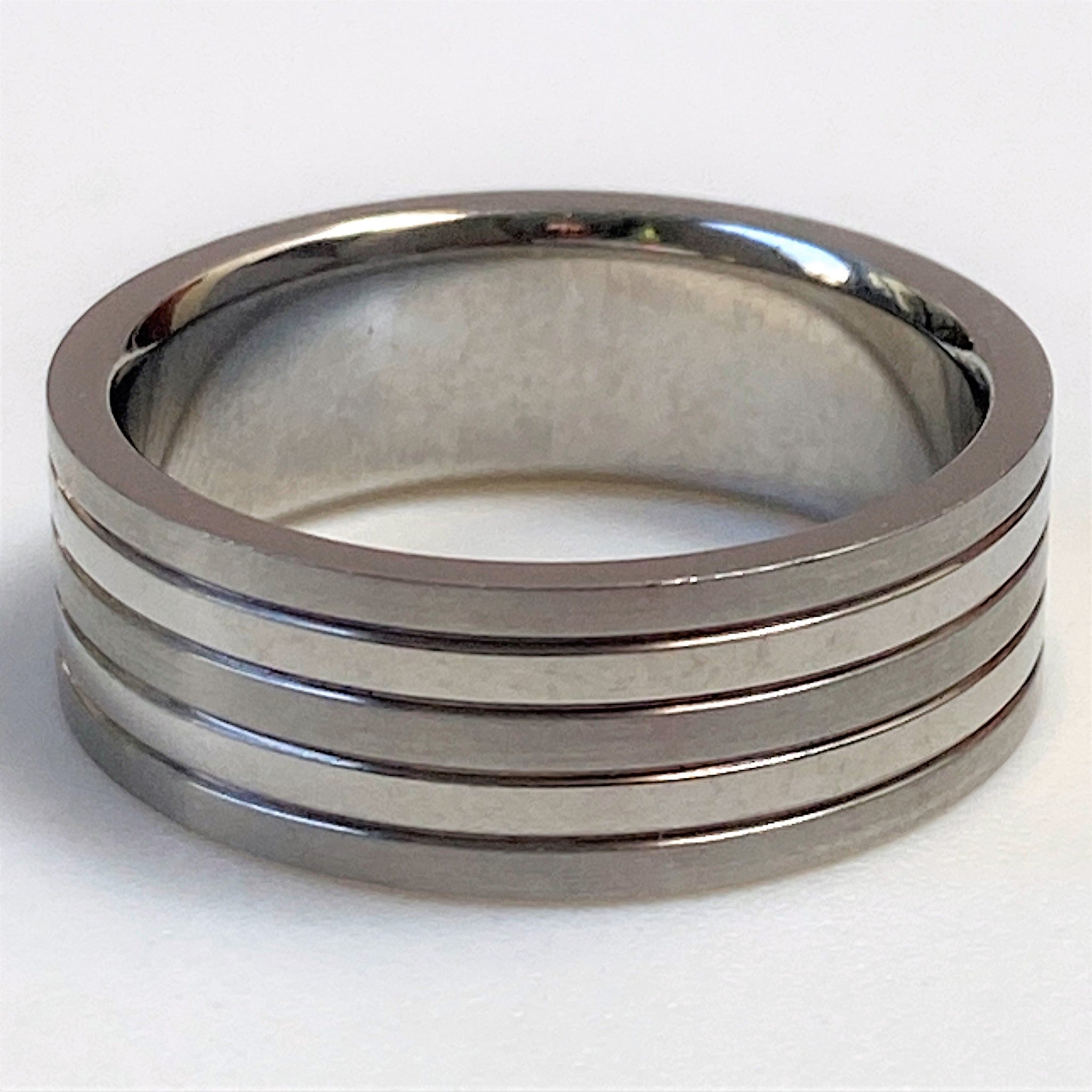 Stainless Steel Men’s Ring with Stripes