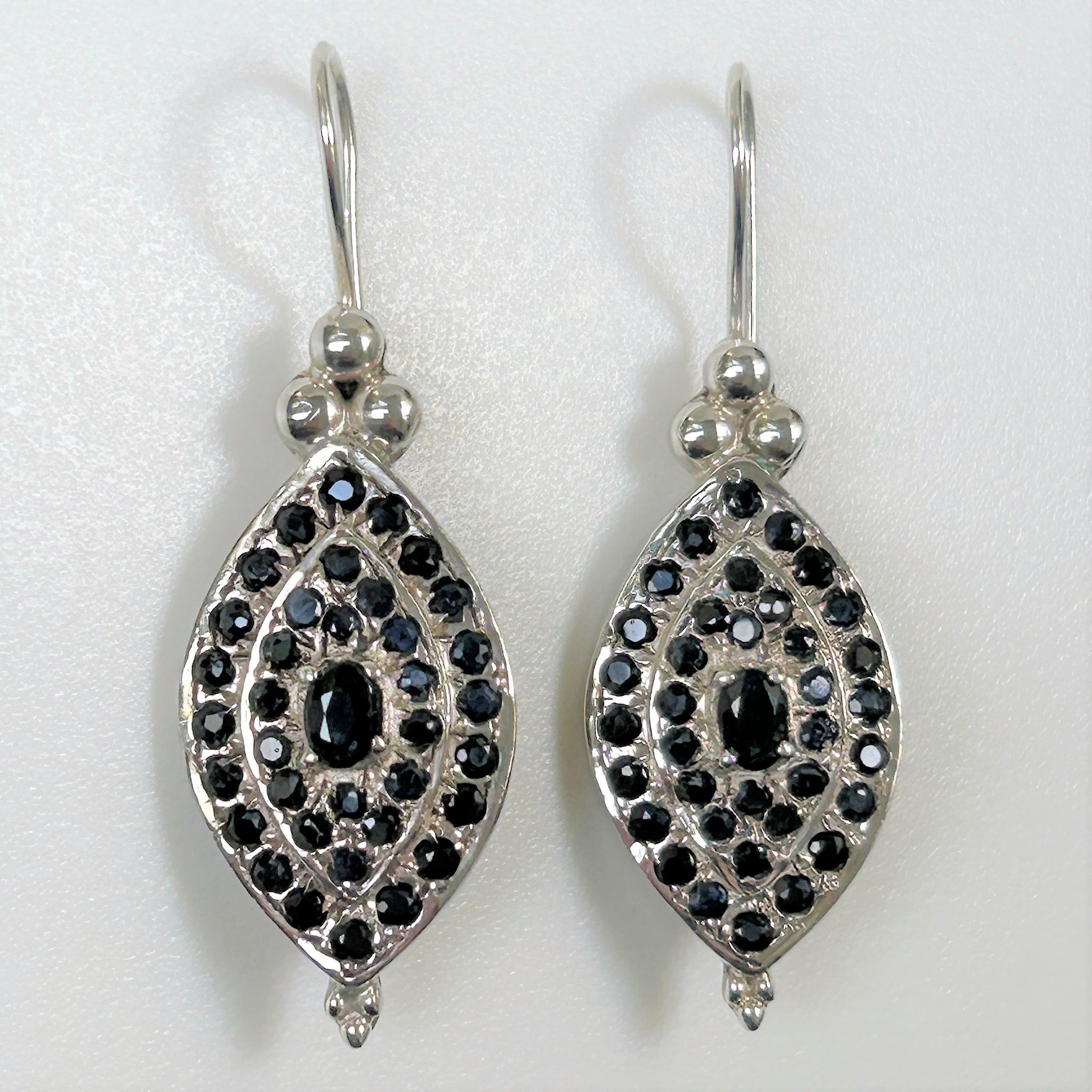 Silver and Sapphire Drop Earrings