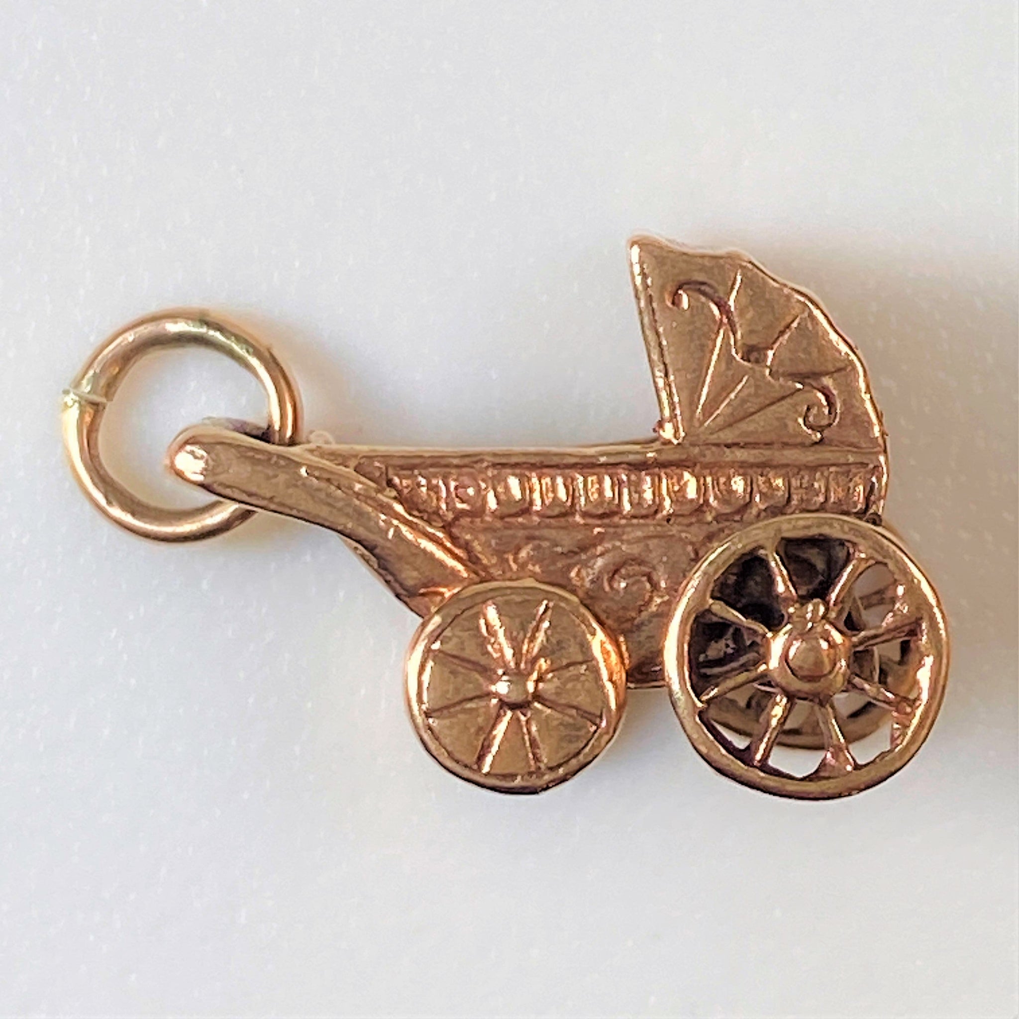 Vintage Miniature 9ct Gold "Baby Pram" Charm Pendant