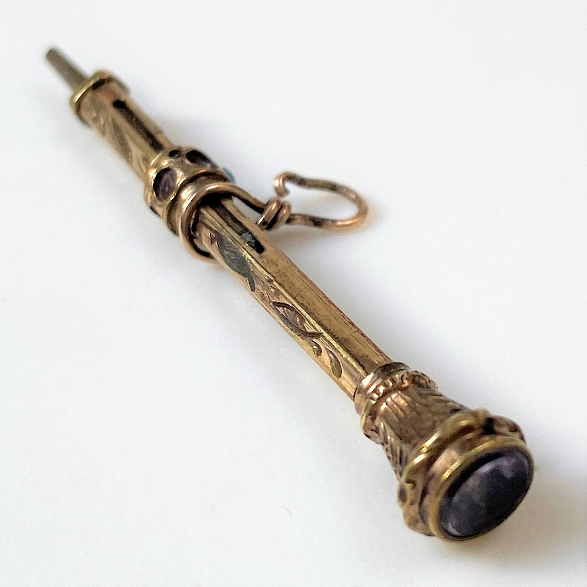 Antique Gold Sliding Pencil Pendant Charm