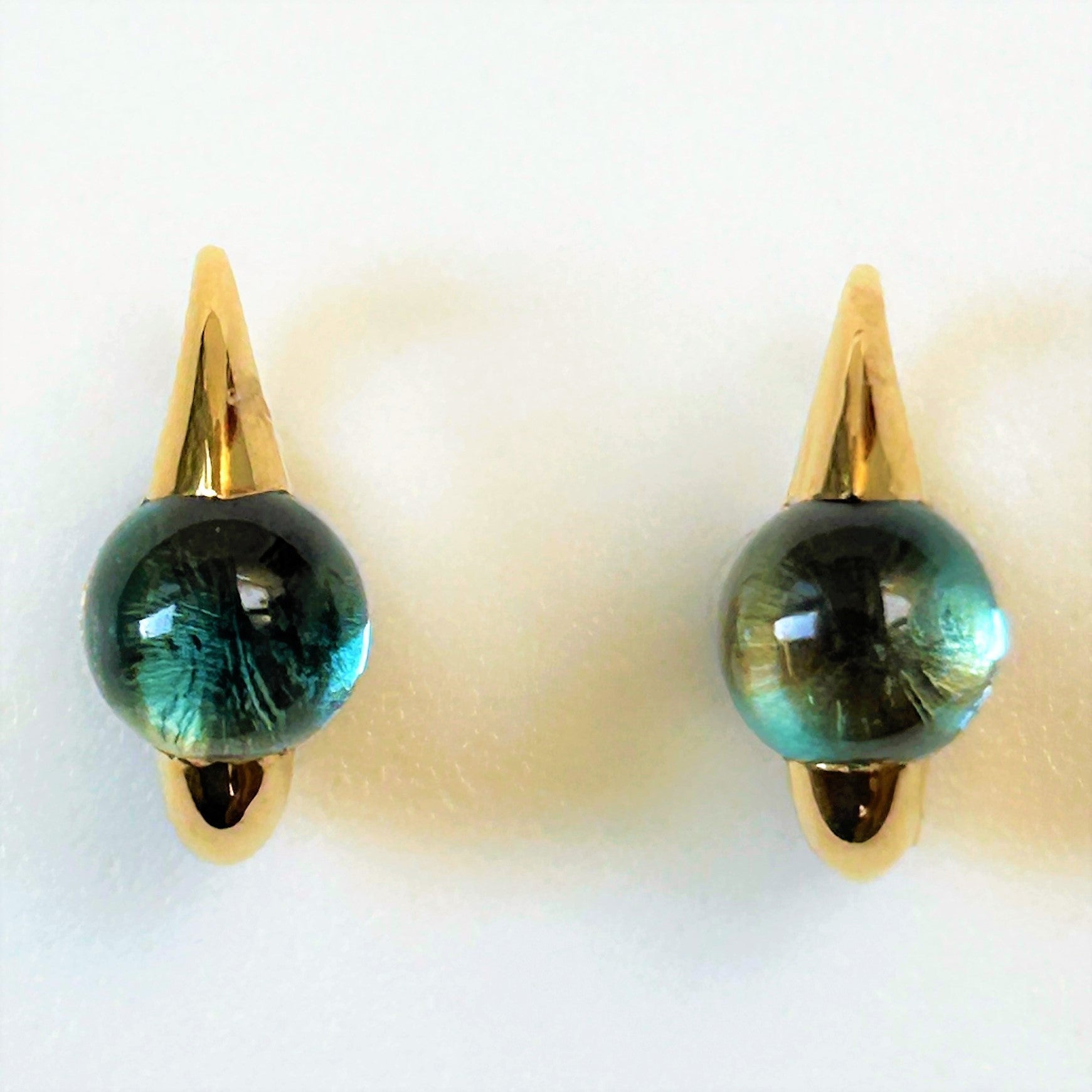 18ct Gold and Blue Topaz Huggie Earrings