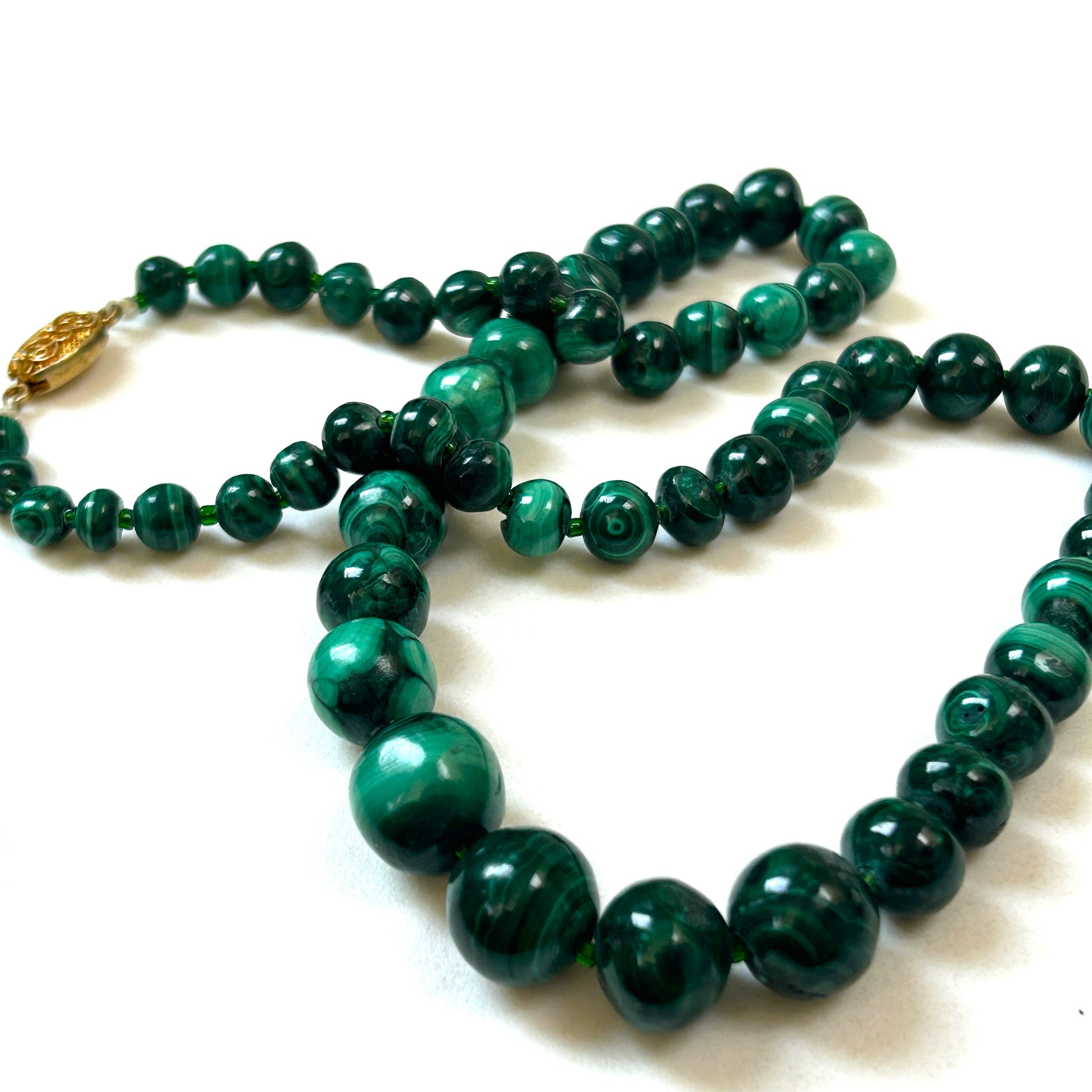 Vintage Malachite Bead Necklace