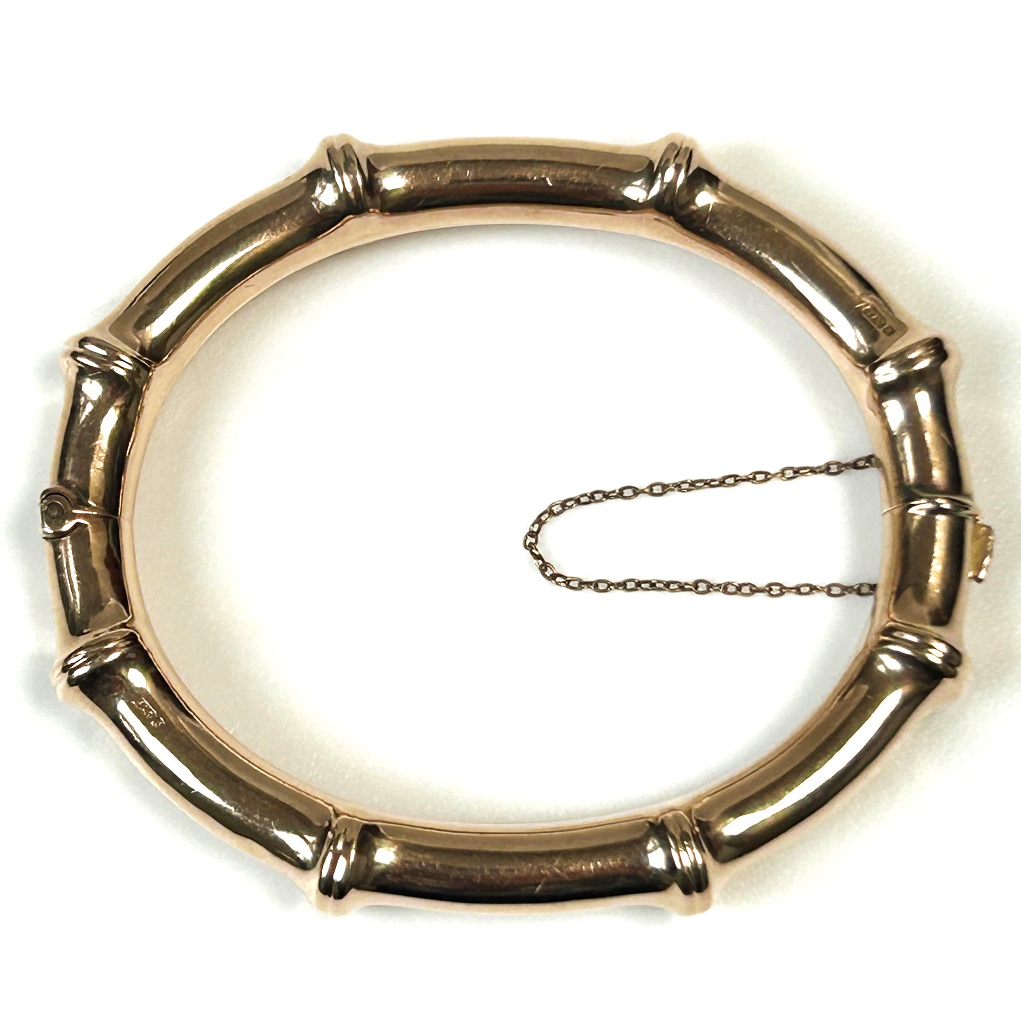 Antique 9ct Rose Gold “Bamboo” Hinged Bangle Bracelet
