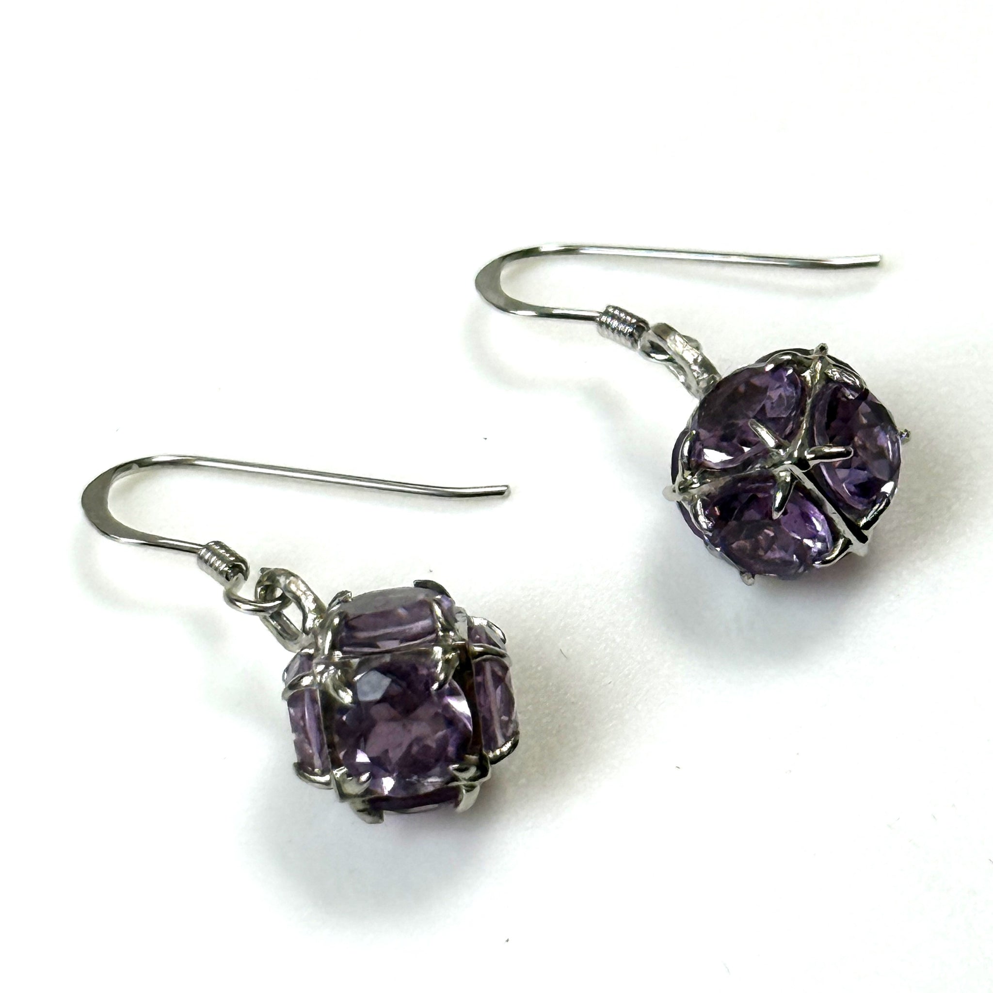 Sterling Silver and Amethyst Drop Earrings