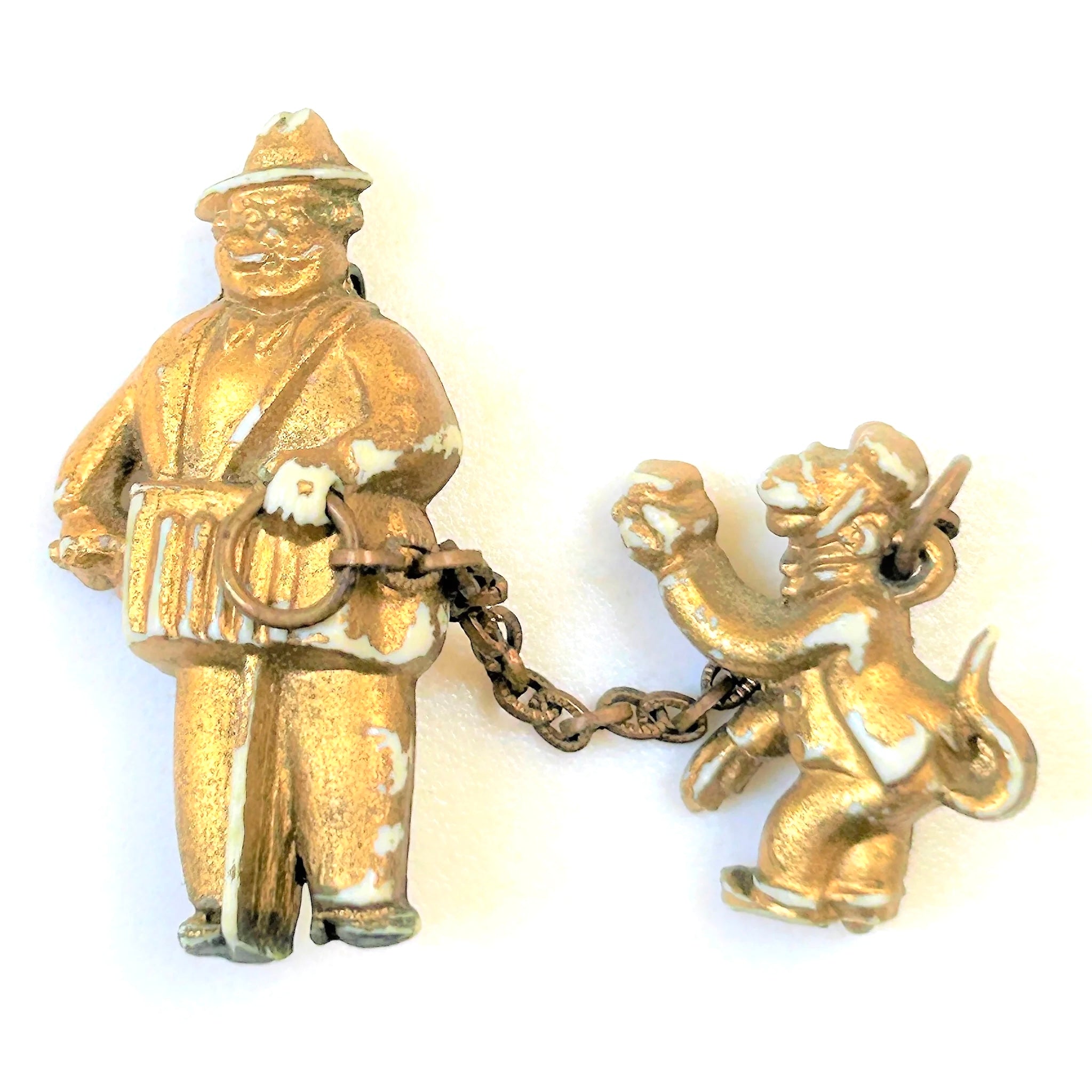 Vintage Novelty Brooch of “Man with Monkey”