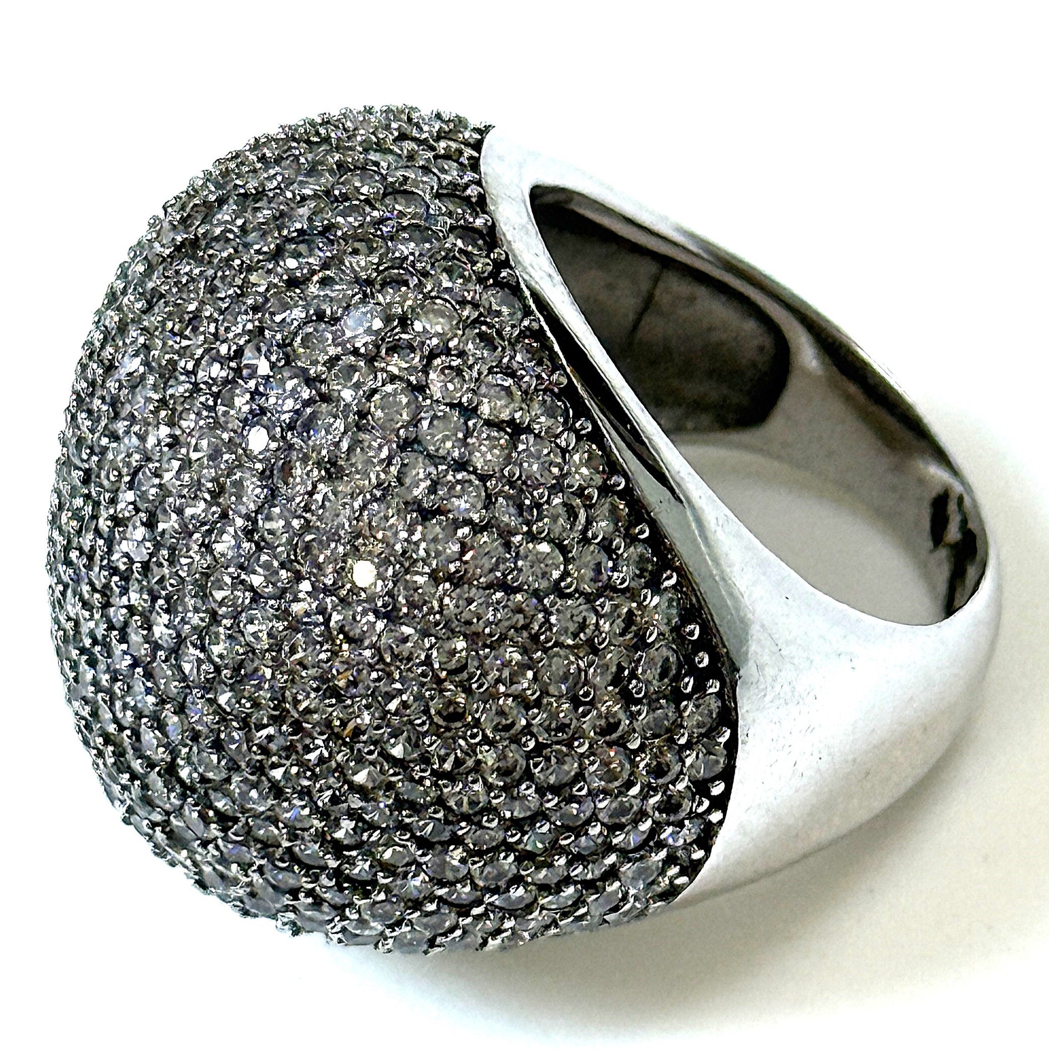 Large Sterling Silver and Cubic Zirconia Dress Ring