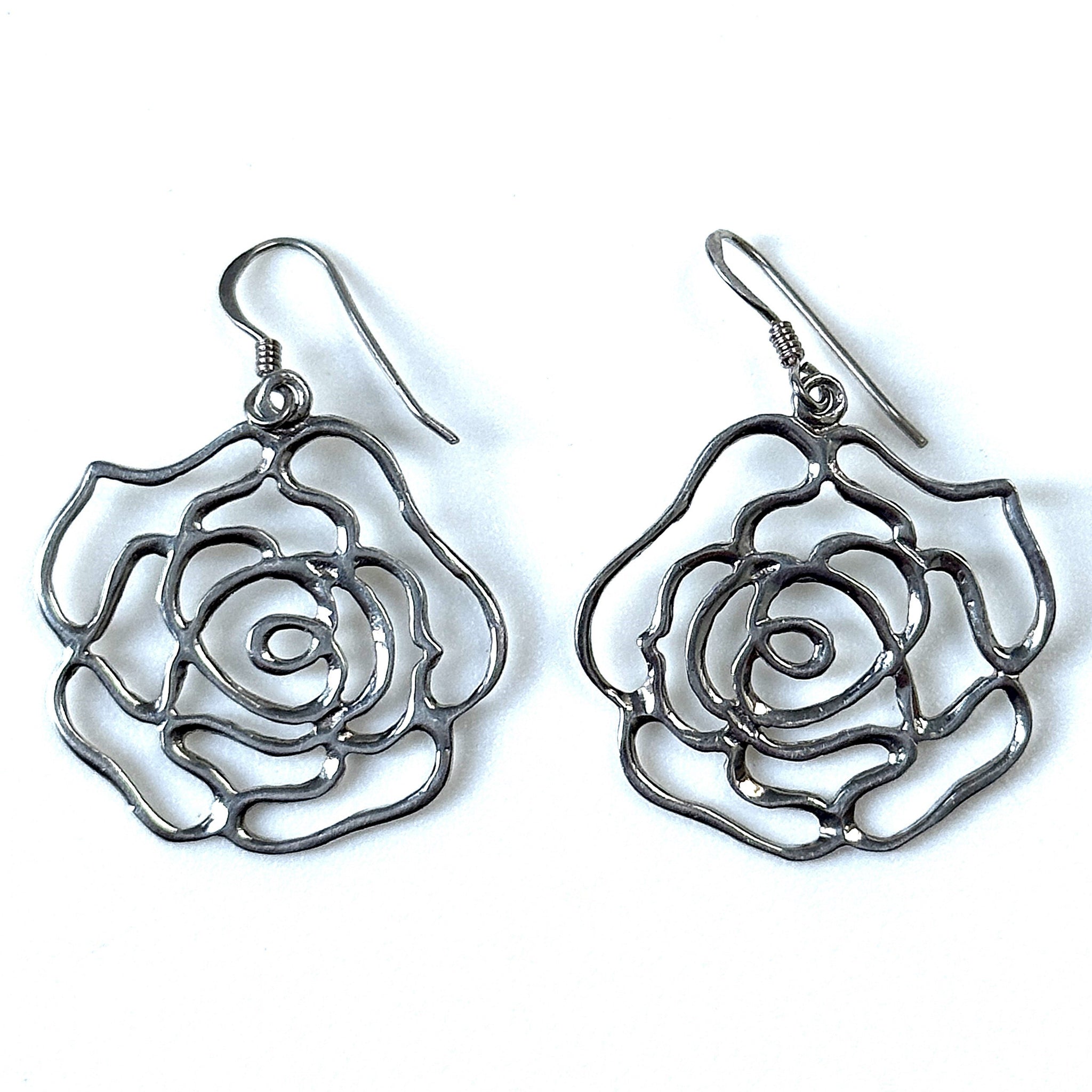 Sterling Silver Openwork “Flower” Drop Earrings