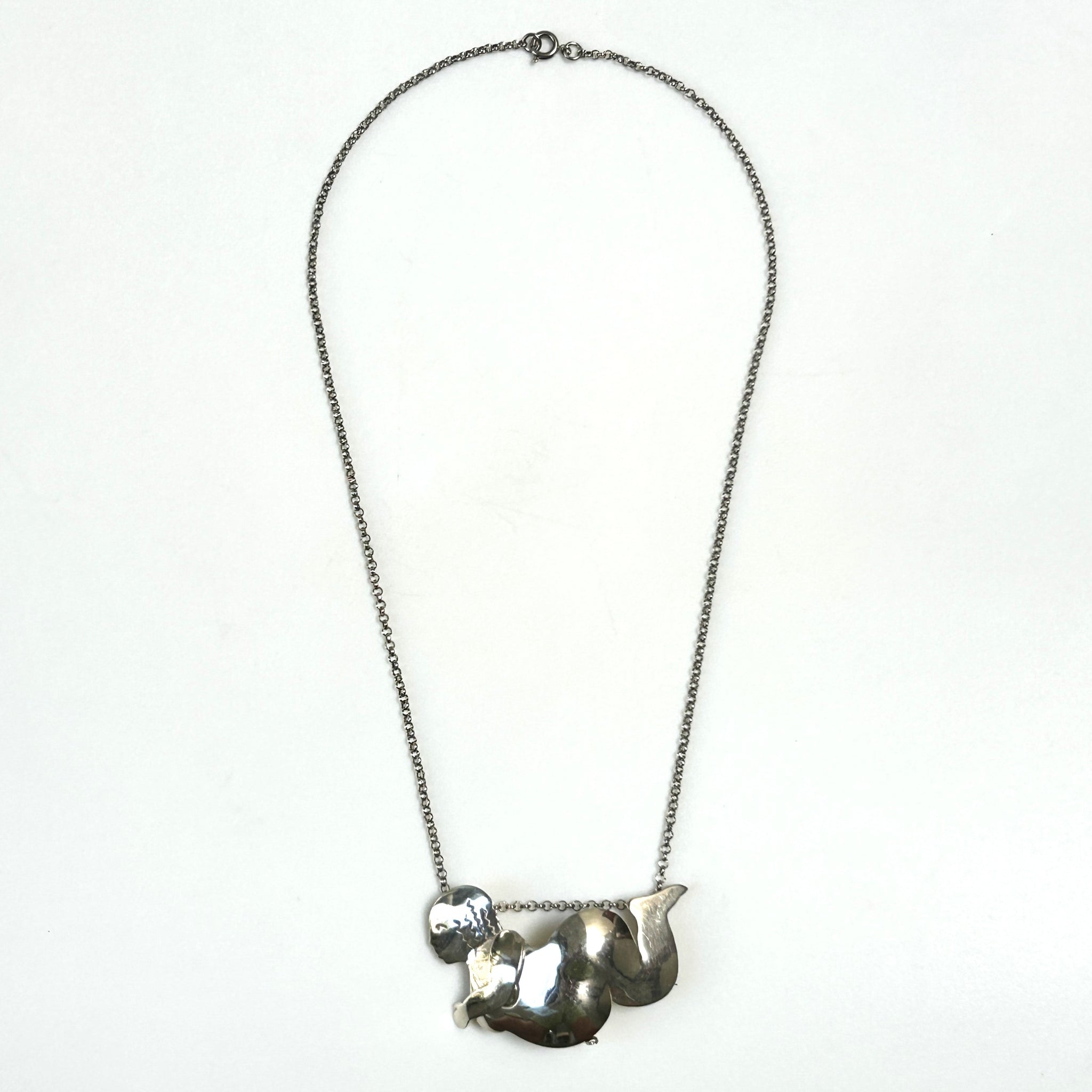 Sterling Silver “Nude Woman” Pendant Brooch on Chain