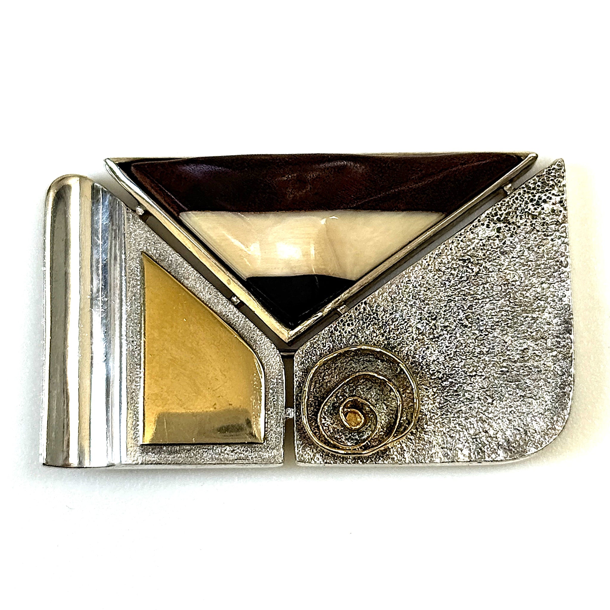 Vintage Erich Frey Silver and 18ct Yellow Gold Pendant Brooch