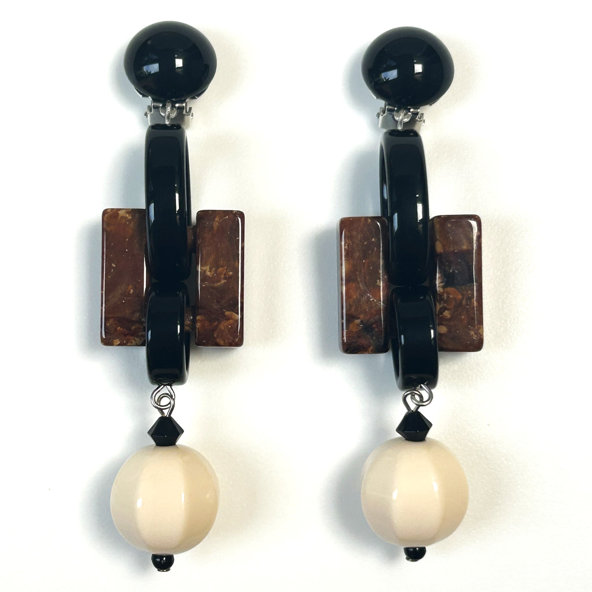 Large Angela Caputi Giuggiu “Hollywood” Clip-on Earrings