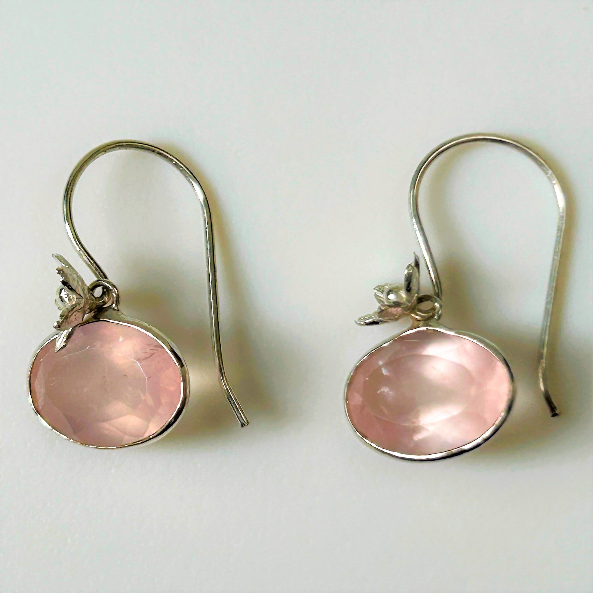 Sterling Silver and Rose Quartz Drop Earrings