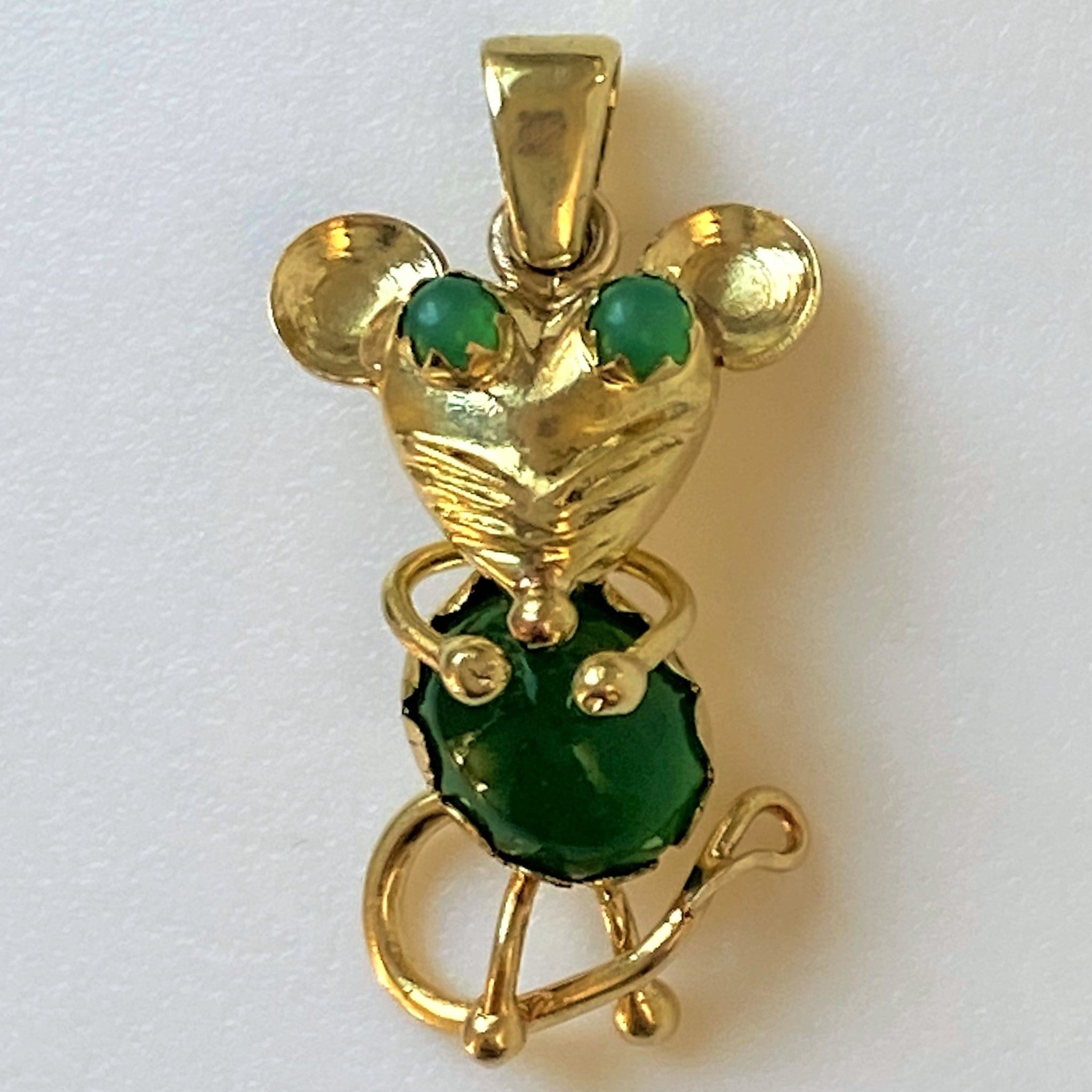 18ct Gold and Chrysoprase "Mouse" Pendant