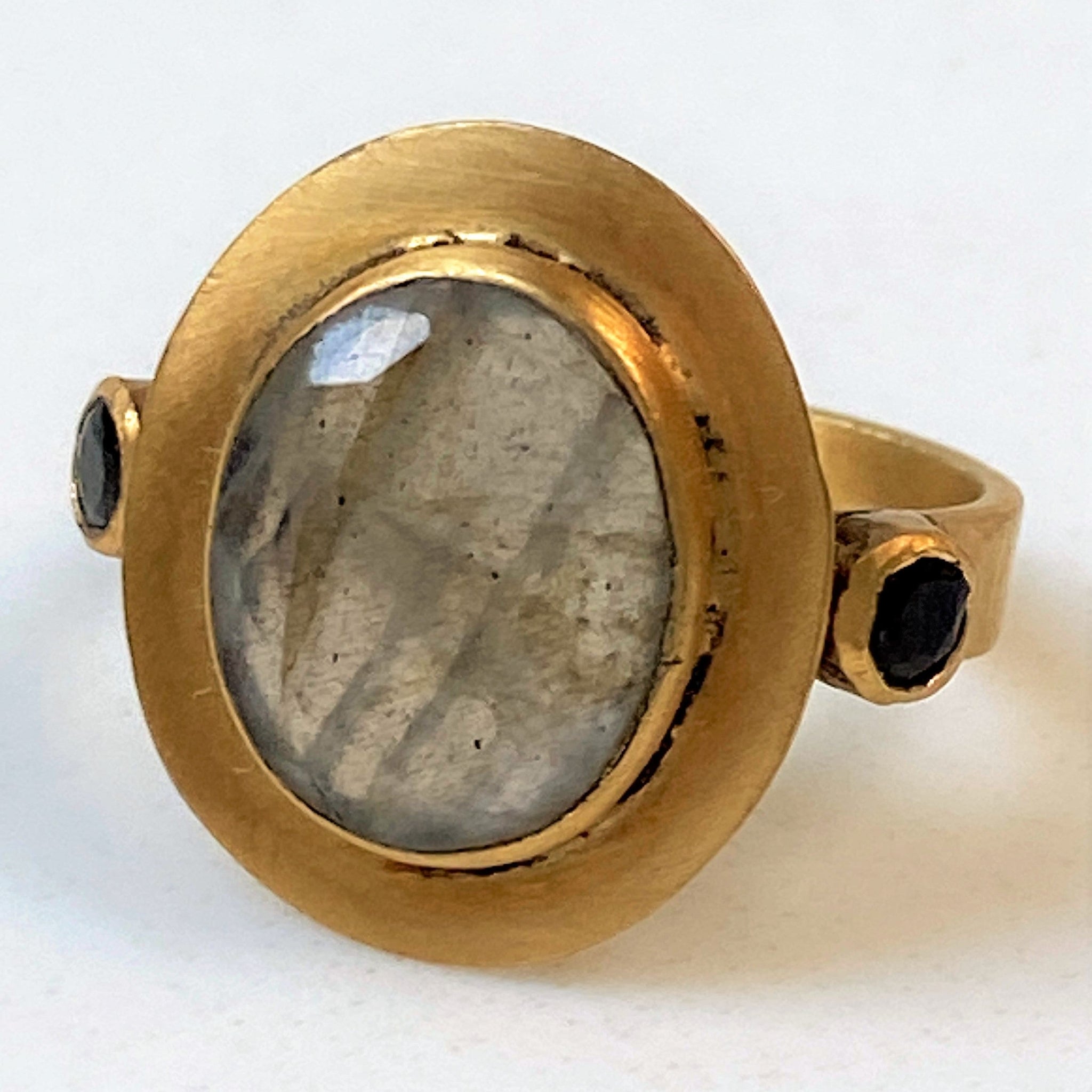 Gilded Copper and Labradorite Ring