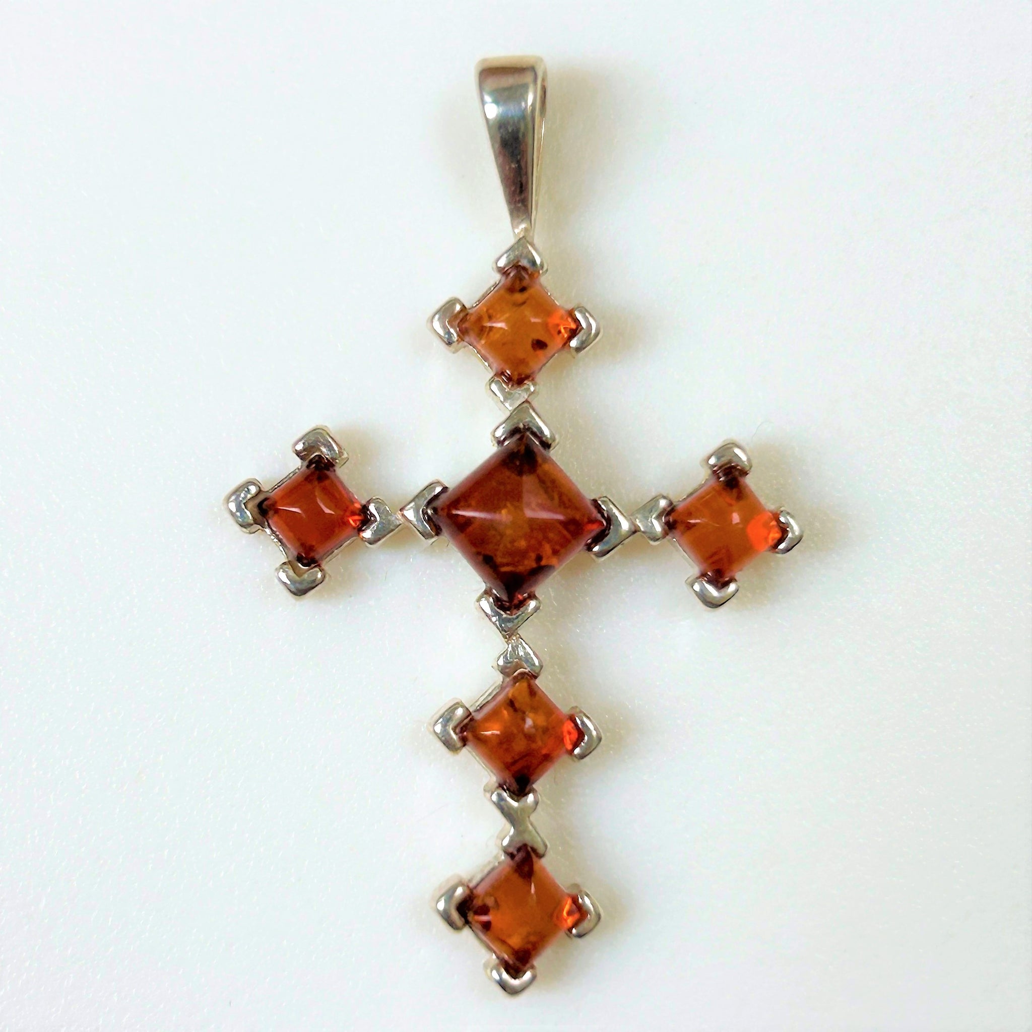 Sterling Silver and Amber “Cross” Pendant