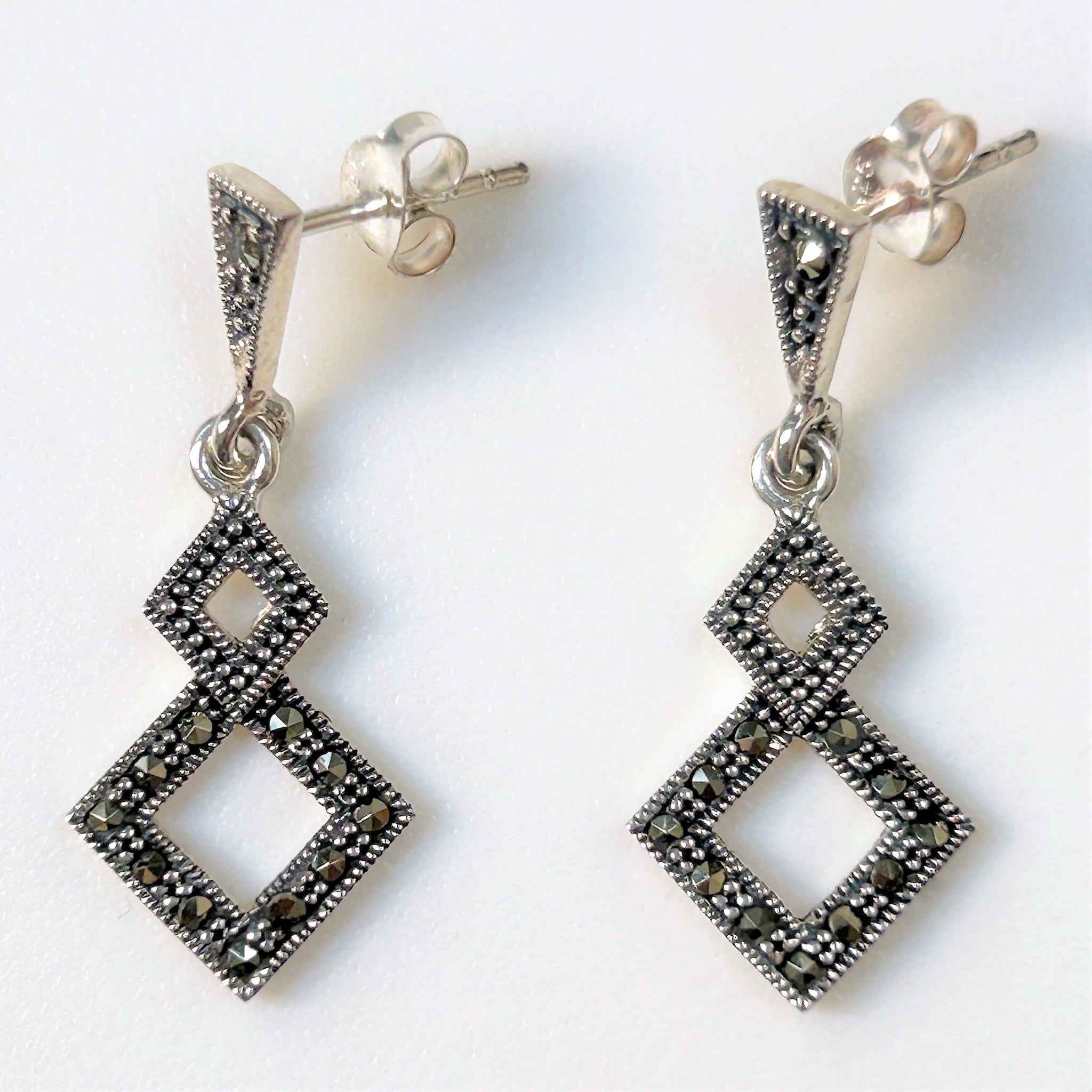 Silver and Marcasite Drop Earrings