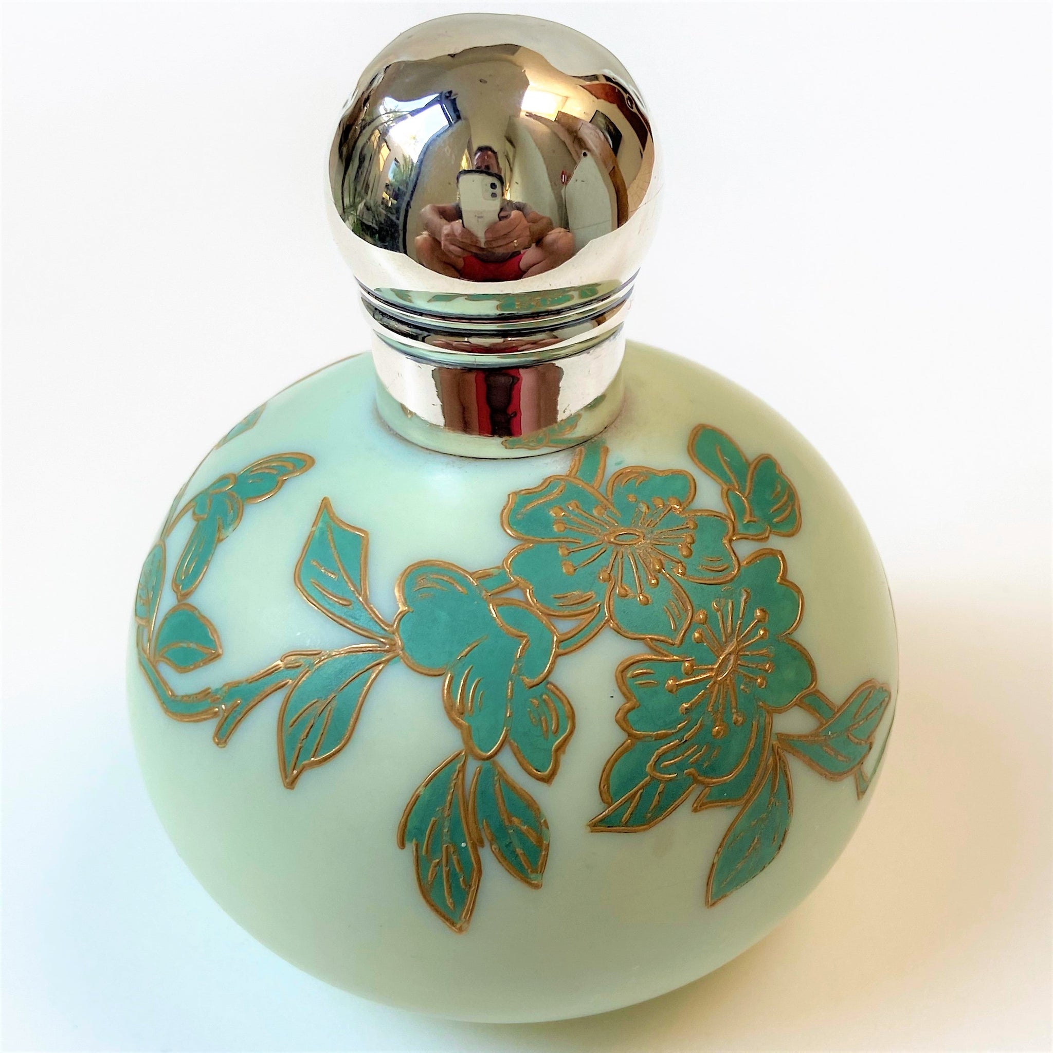 Antique Thomas Webb Satin Glass and Silver Perfume Bottle