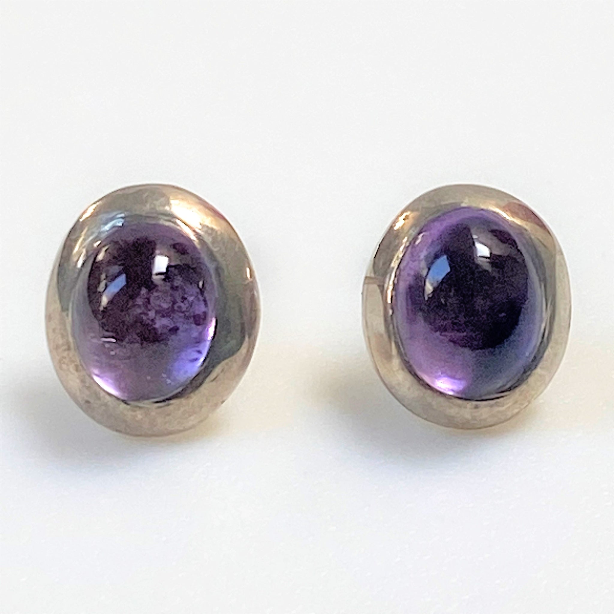 Sterling Silver and Amethyst Stud Earrings