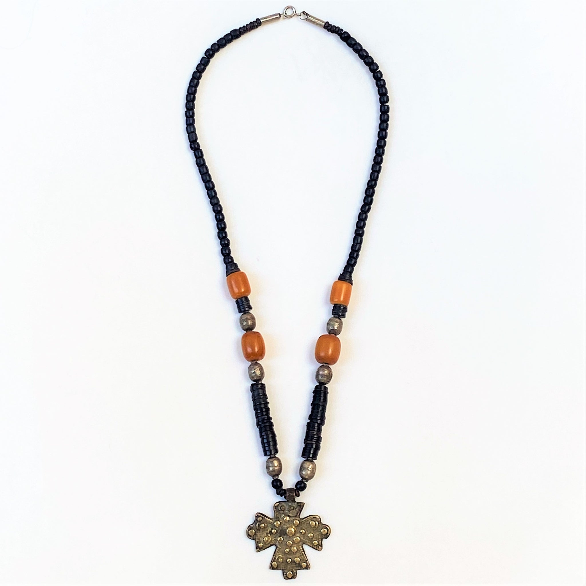 Vintage Ethiopian Necklace with Coptic Cross Pendant