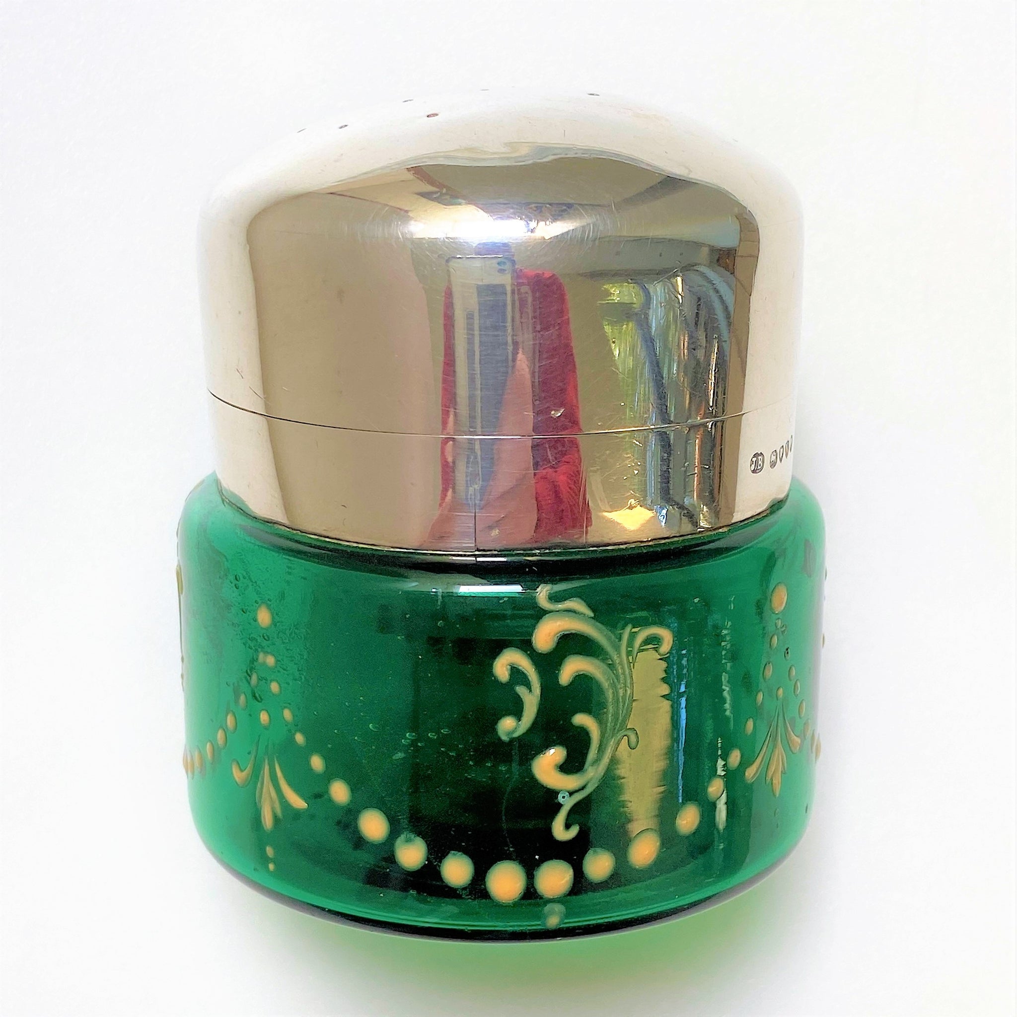 Hand-Painted Glass and Sterling Silver Dressing Table Bottle