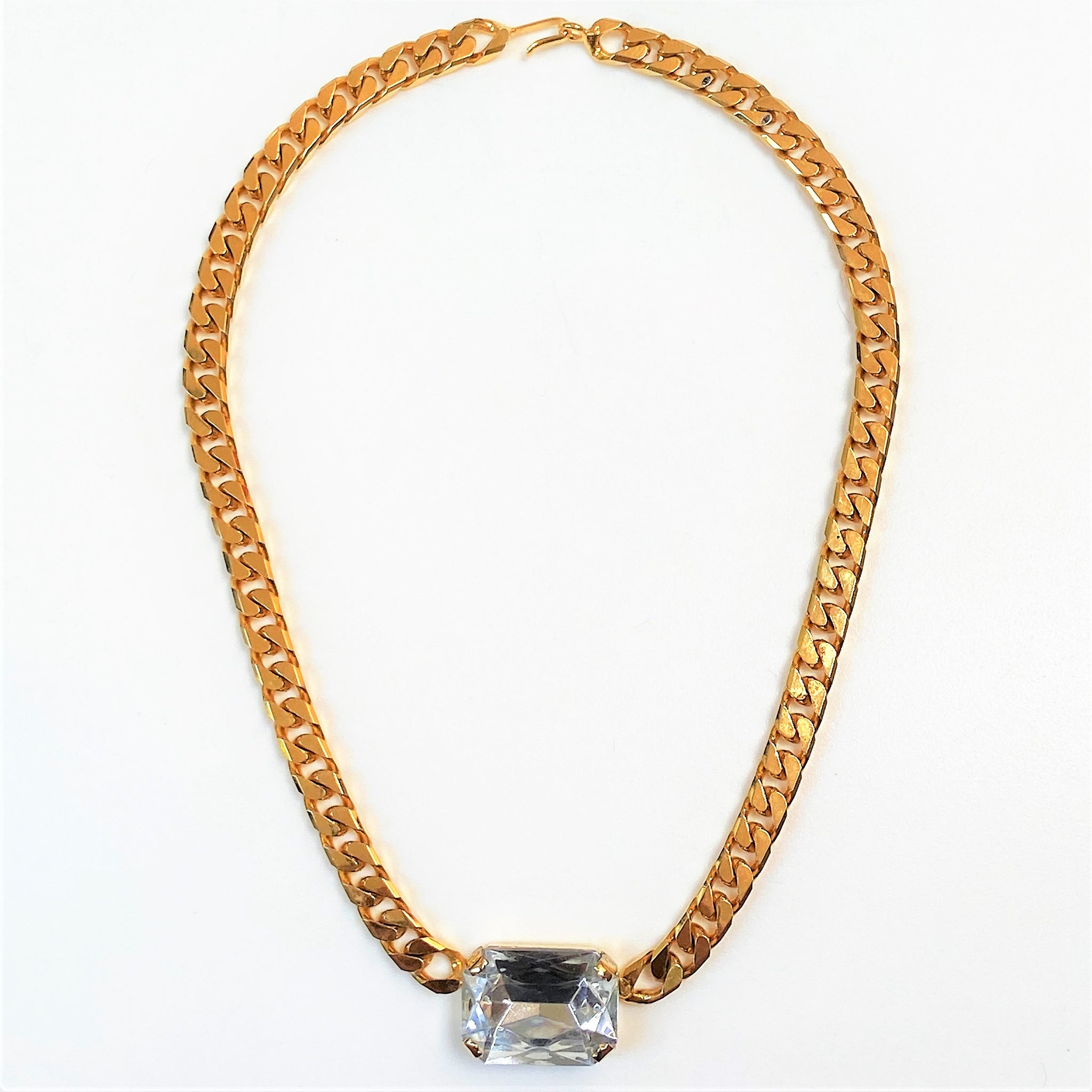 Goldtone Necklace with Central Crystal