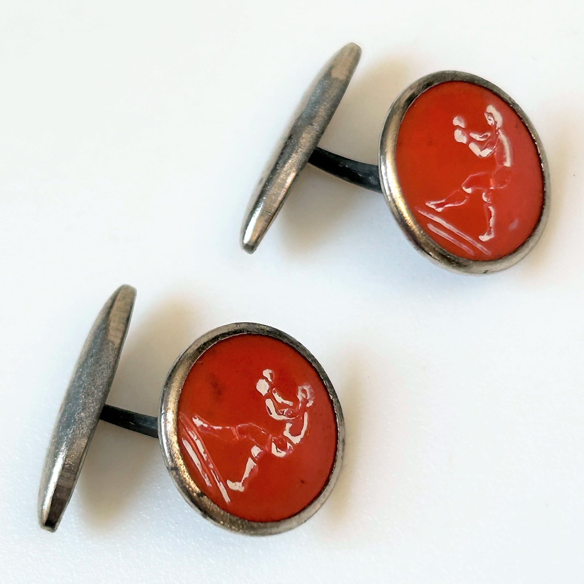 Vintage White Metal “Boxing” Cufflinks