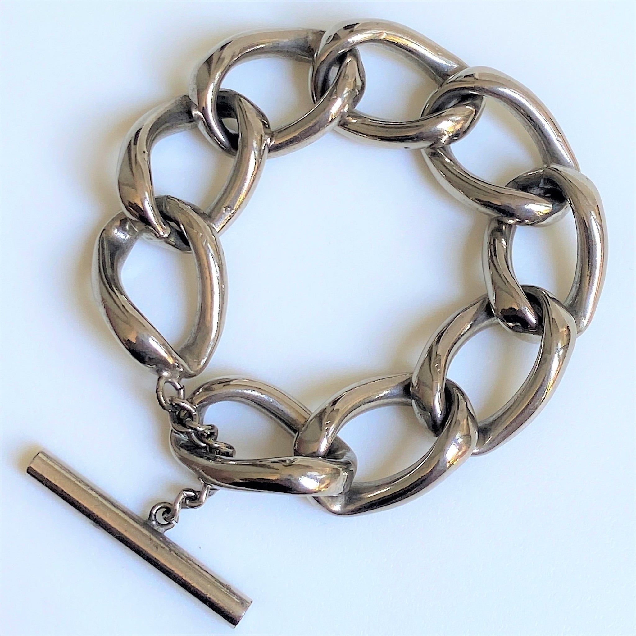 Modern Chunky White Metal Bracelet