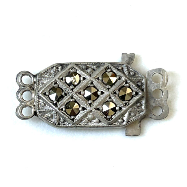 Silver and Marcasite Triple-Strand Clasp
