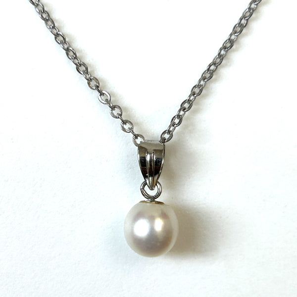 Silver Chain with Pearl Pendant