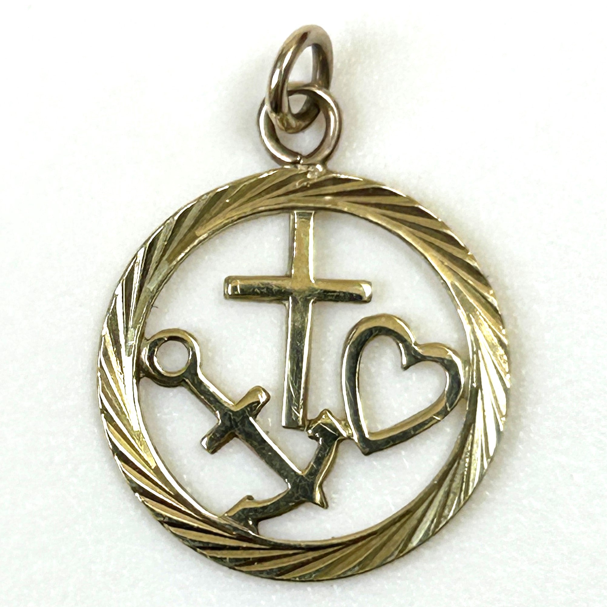 14ct Gold “Heart, Cross and Anchor” Pendant