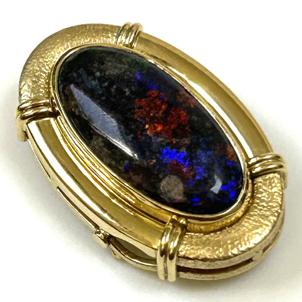 18ct Gold and Black Opal Brooch Pendant