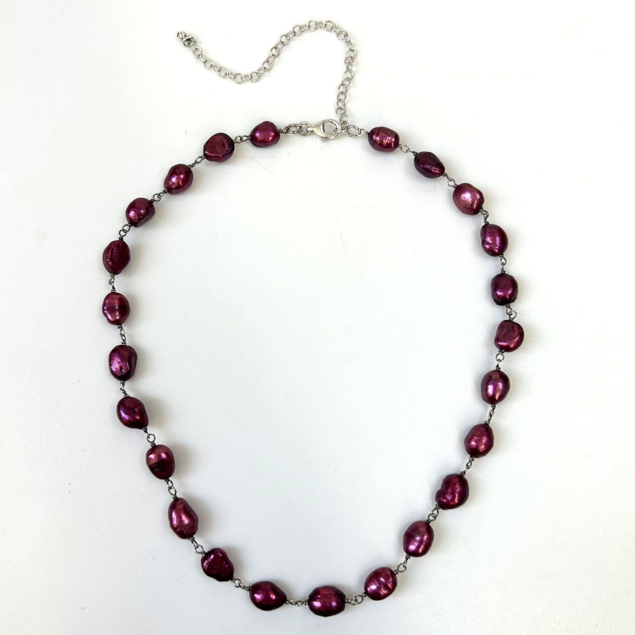 Sterling Silver and Mauve Pearl Necklace