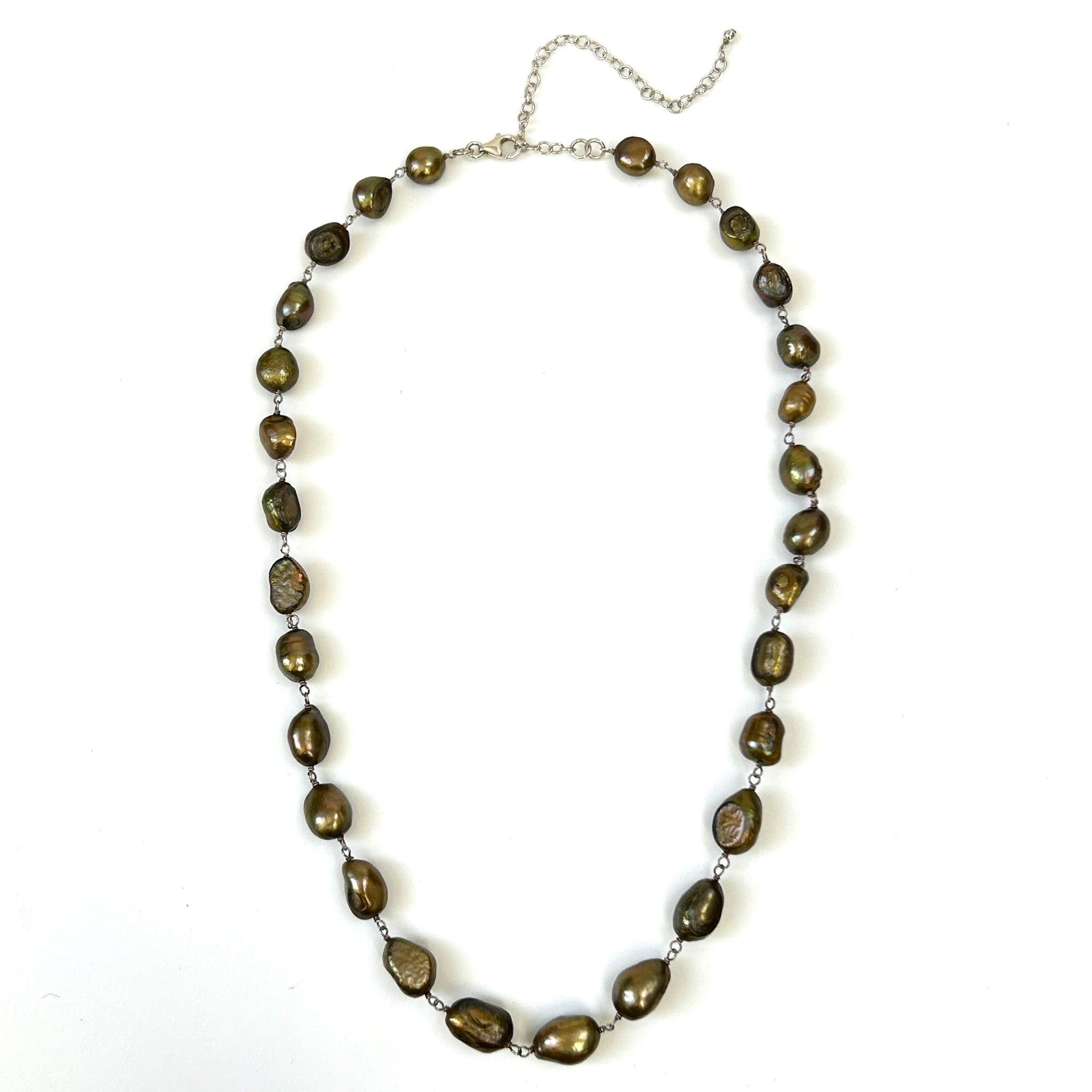 Sterling Silver and Bronzed Pearl Necklace