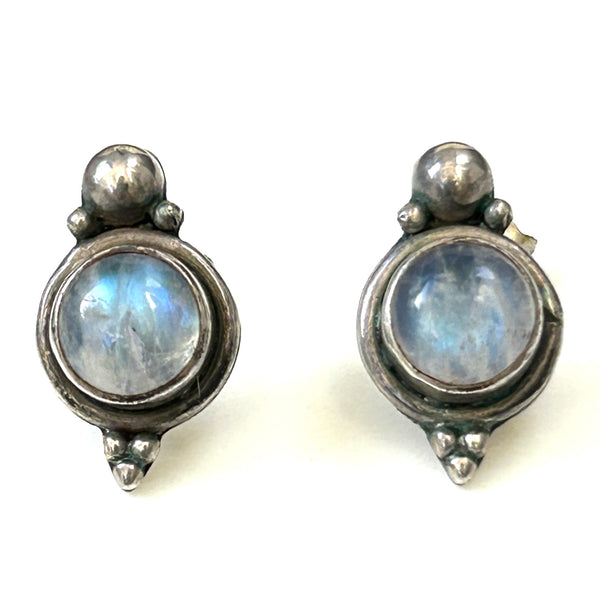 Sterling Silver and Moonstone Stud Earrings