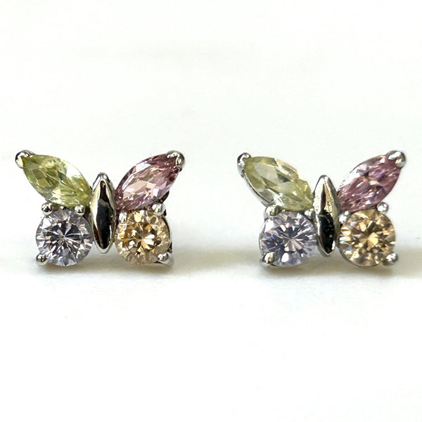 Sterling Silver Crystal “Butterfly” Stud Earrings