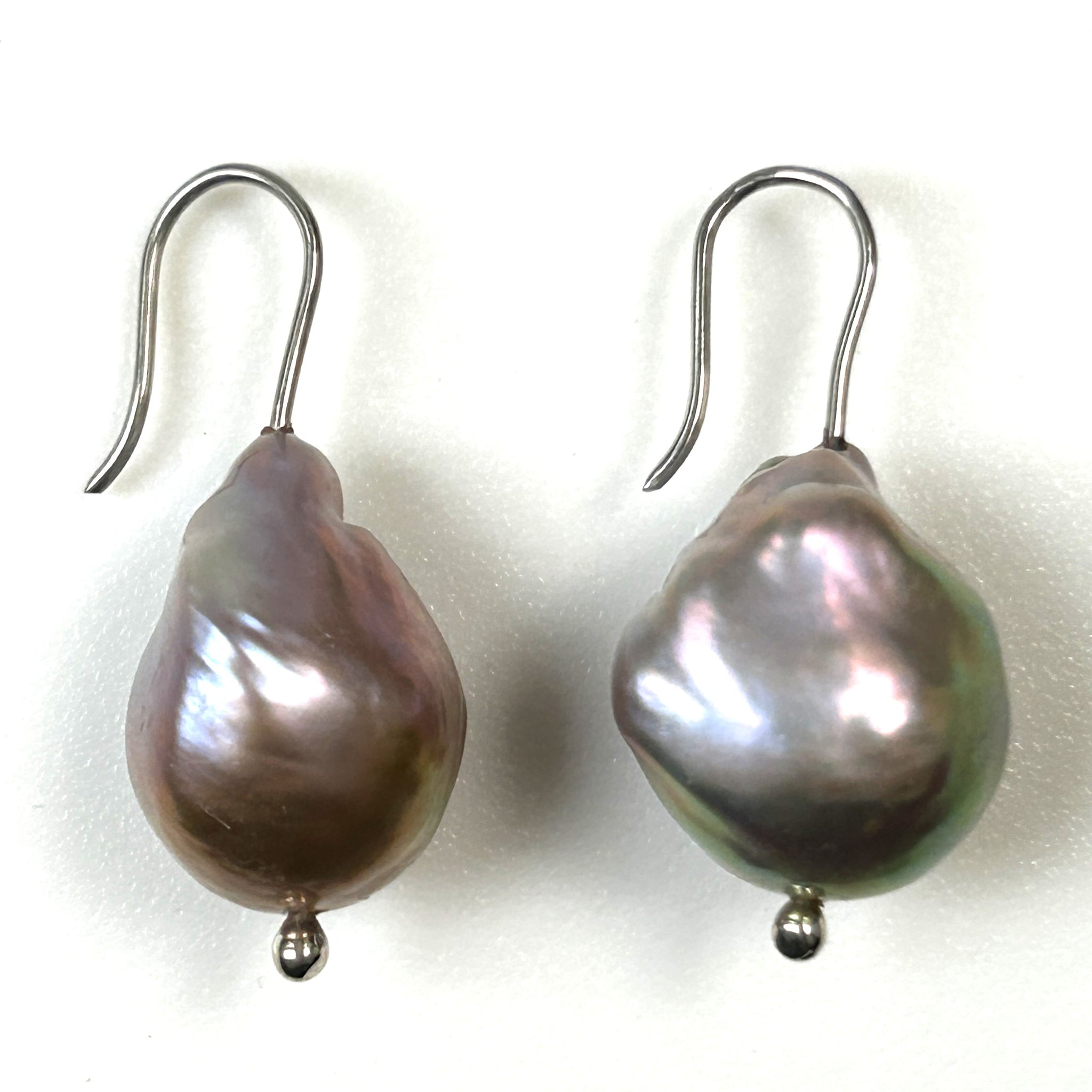 Silver and Baroque Pearl Drop Earrings