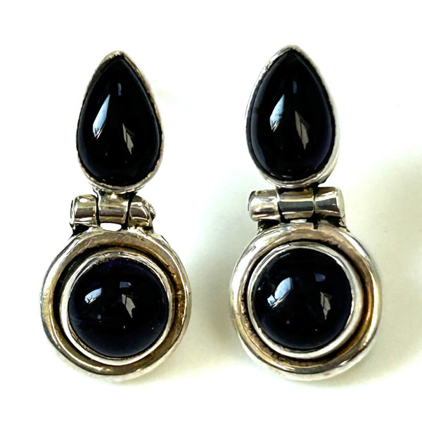 Sterling Silver and Amethyst Drop Earrings