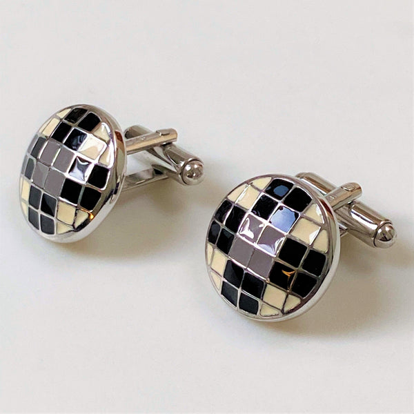 Sterling Silver and Enamel “Tartan” Cufflinks