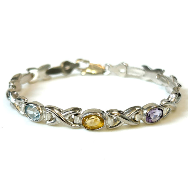 Silver Bracelet with Gemstones