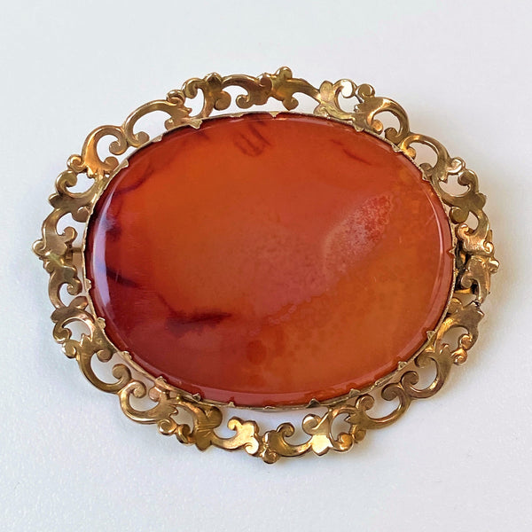 Antique Pinchbeck and Agate Brooch