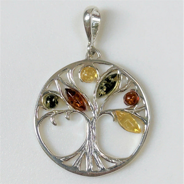 Sterling Silver and Amber “Tree of Life” Pendant